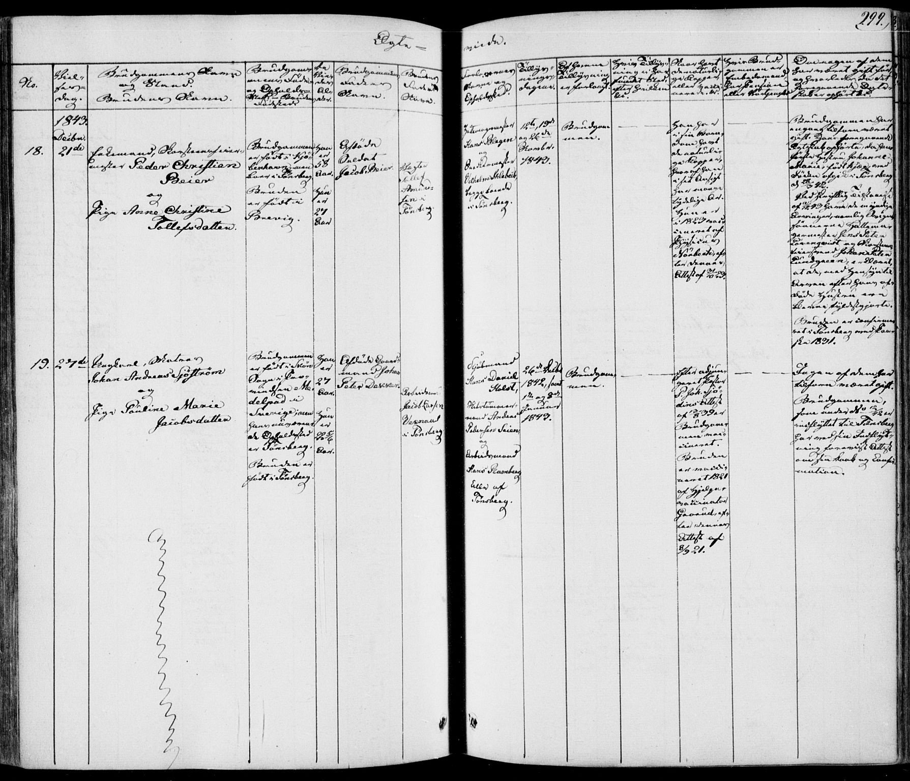 Tønsberg kirkebøker, AV/SAKO-A-330/F/Fa/L0006: Parish register (official) no. I 6, 1836-1844, p. 299