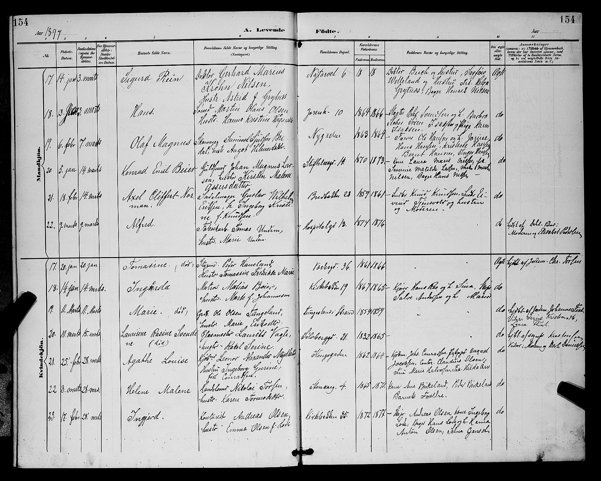 St. Petri sokneprestkontor, AV/SAST-A-101813/001/30/30BB/L0006: Parish register (copy) no. B 6, 1890-1897, p. 154