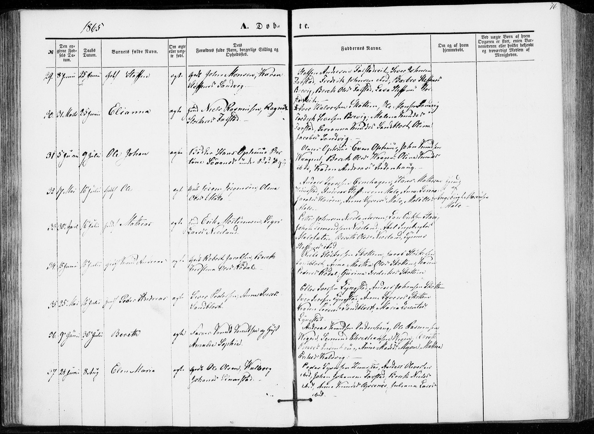 Ministerialprotokoller, klokkerbøker og fødselsregistre - Møre og Romsdal, SAT/A-1454/566/L0767: Parish register (official) no. 566A06, 1852-1868, p. 76