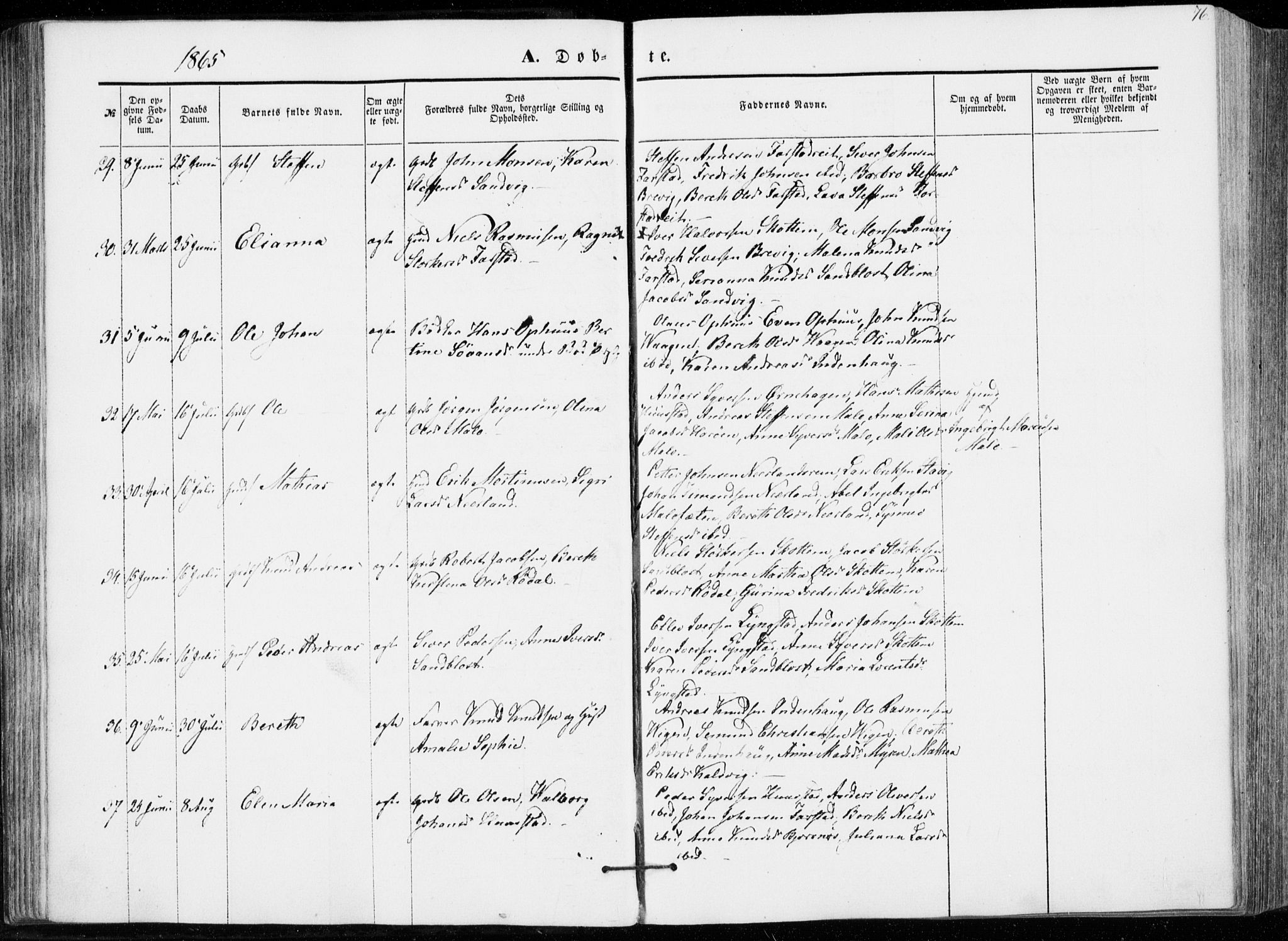 Ministerialprotokoller, klokkerbøker og fødselsregistre - Møre og Romsdal, AV/SAT-A-1454/566/L0767: Parish register (official) no. 566A06, 1852-1868, p. 76