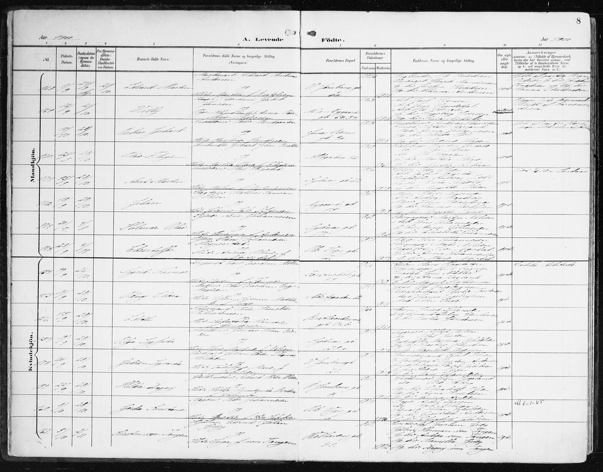 Johanneskirken sokneprestembete, AV/SAB-A-76001/H/Haa/L0002: Parish register (official) no. A 2, 1900-1912, p. 8