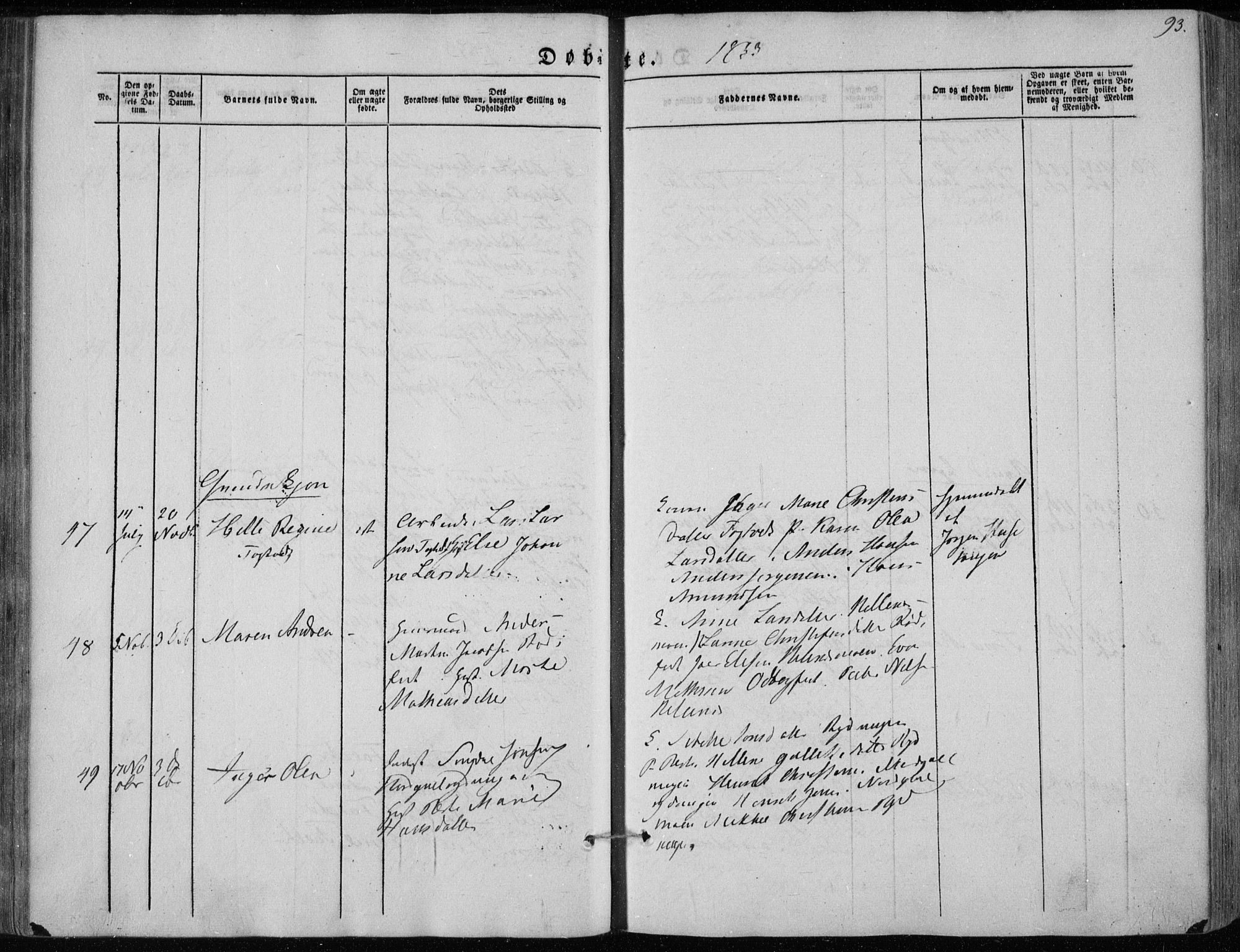 Hedrum kirkebøker, AV/SAKO-A-344/F/Fa/L0006: Parish register (official) no. I 6, 1849-1857, p. 93