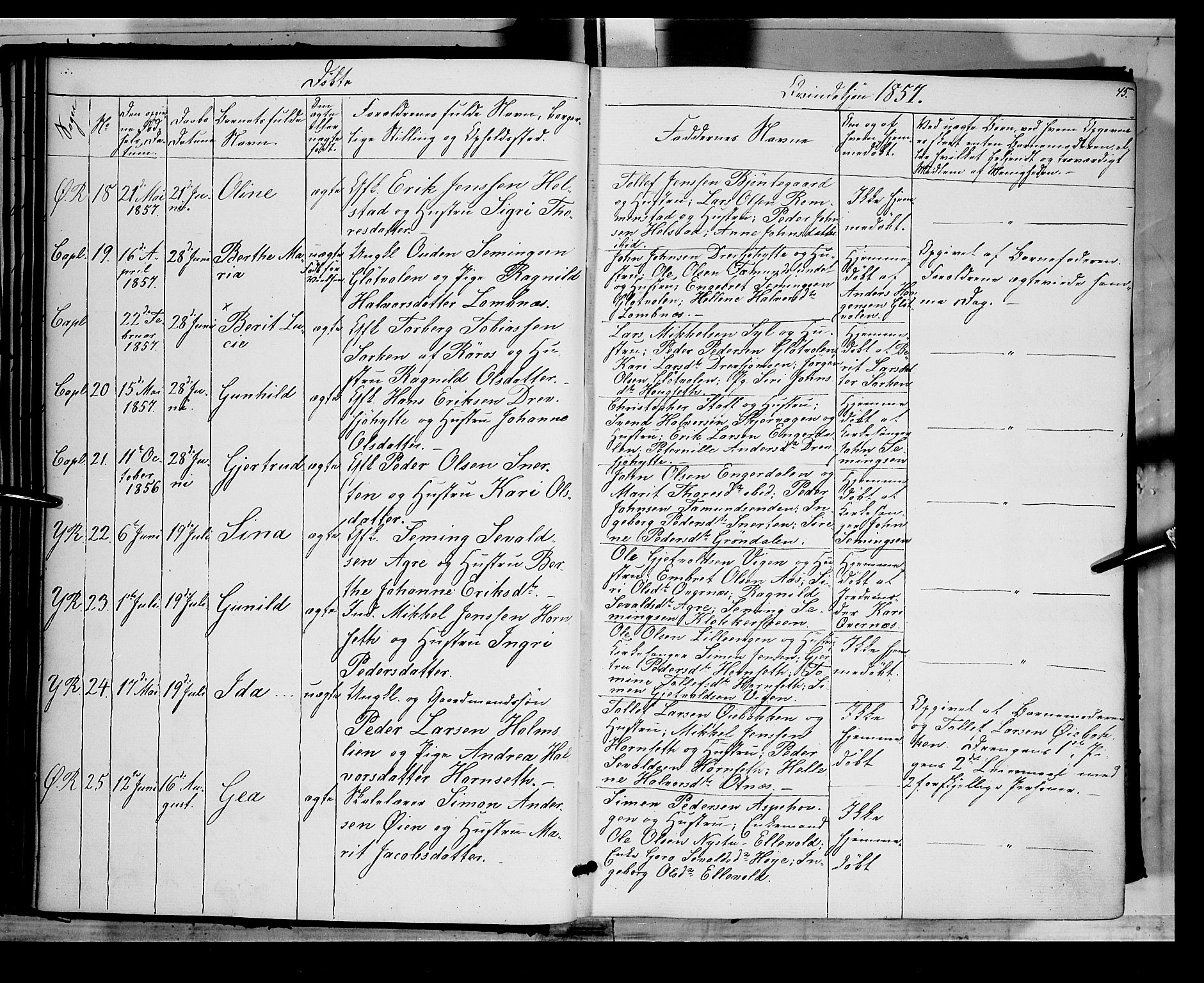 Rendalen prestekontor, AV/SAH-PREST-054/H/Ha/Haa/L0005: Parish register (official) no. 5, 1853-1866, p. 45