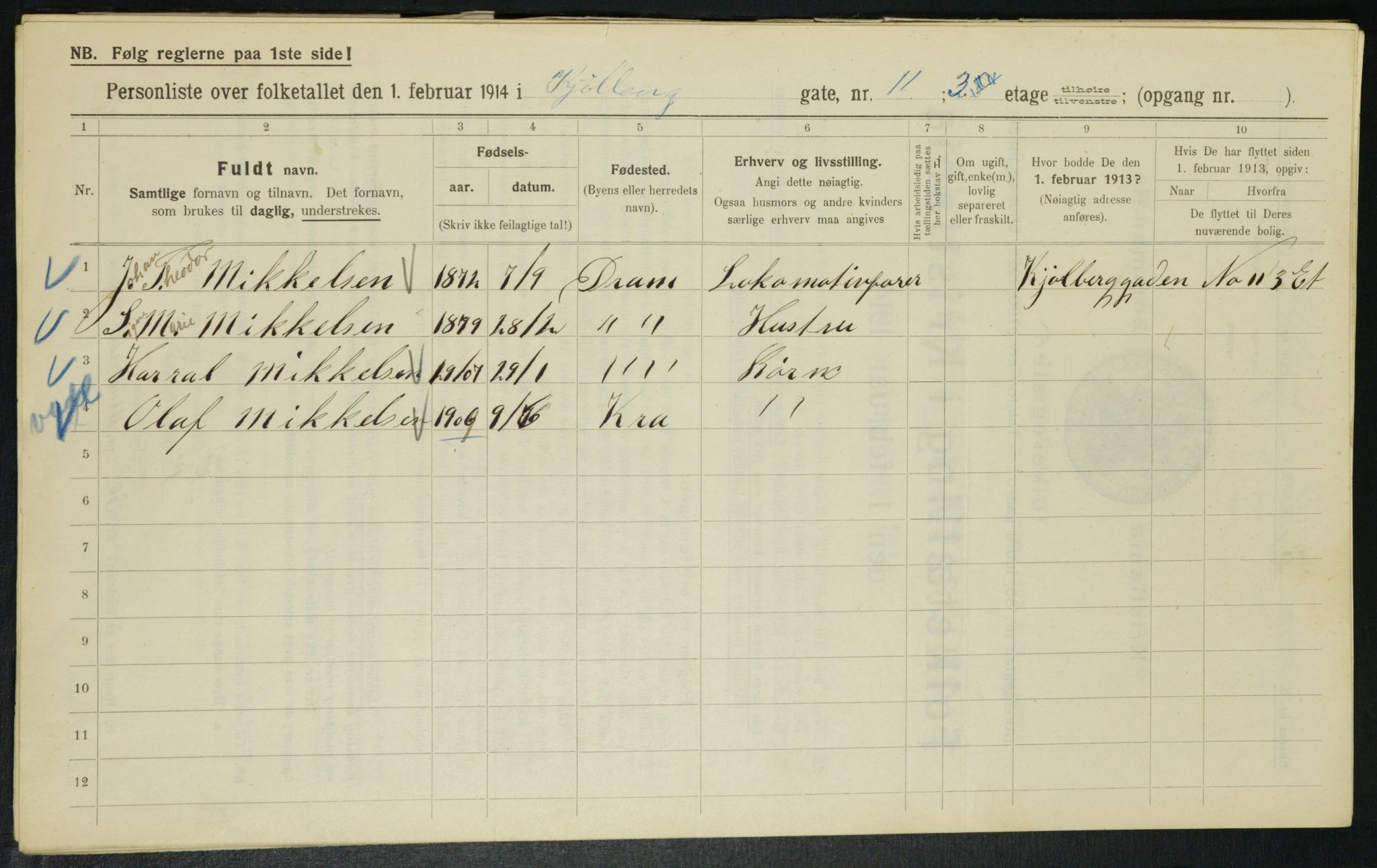 OBA, Municipal Census 1914 for Kristiania, 1914, p. 51463