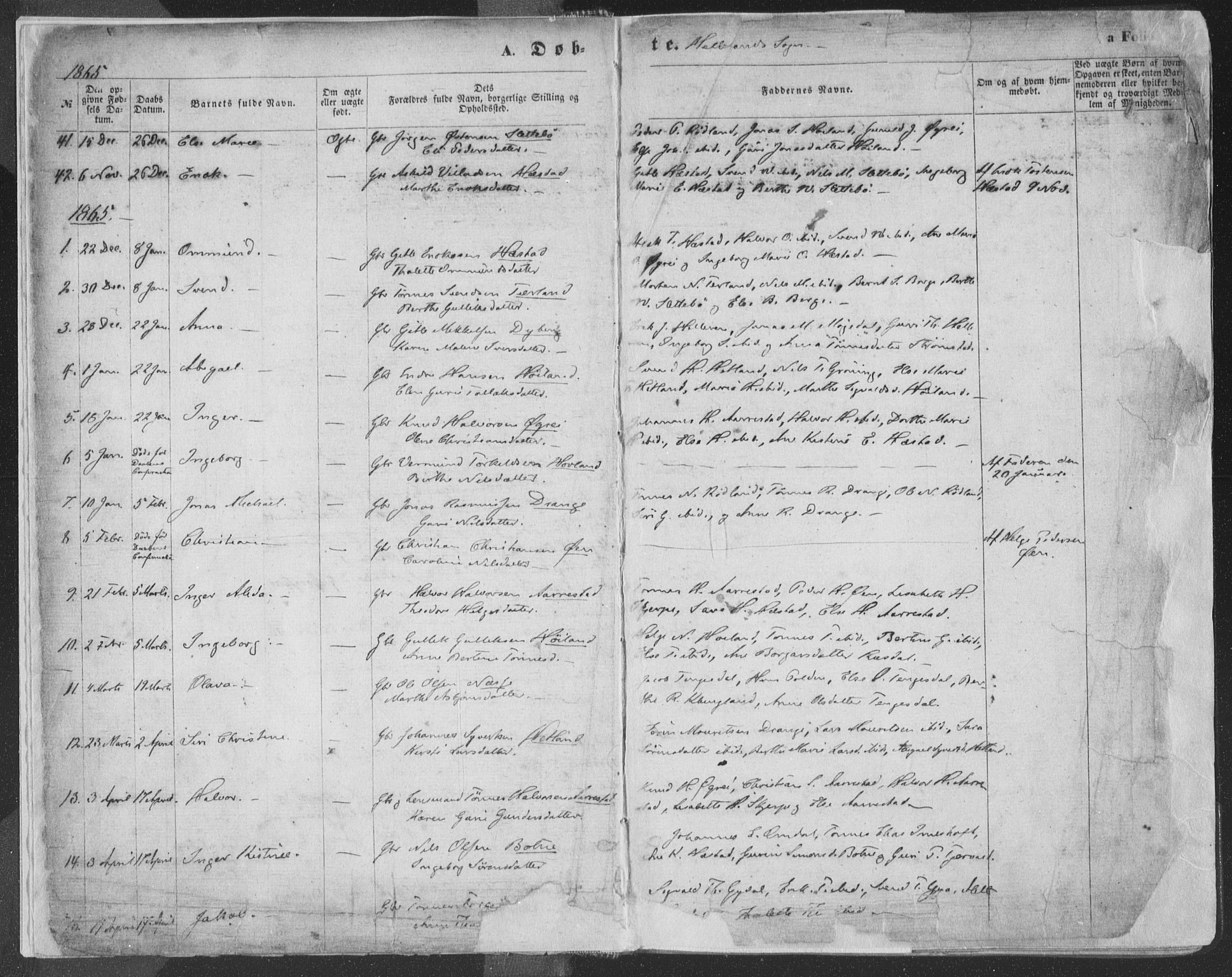 Helleland sokneprestkontor, AV/SAST-A-101810: Parish register (official) no. A 7.1, 1863-1886