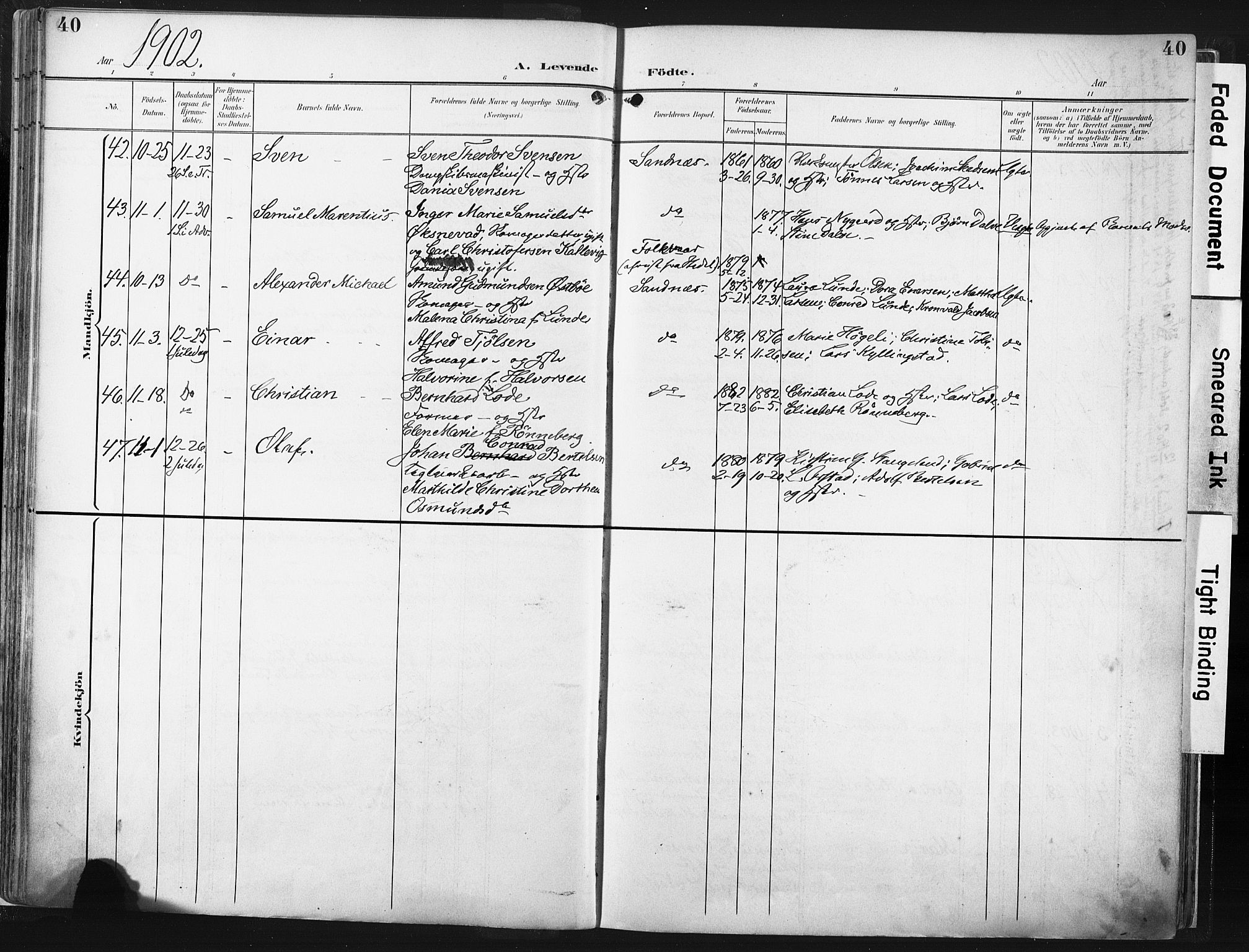 Høyland sokneprestkontor, SAST/A-101799/001/30BA/L0016: Parish register (official) no. A 16, 1899-1911, p. 40