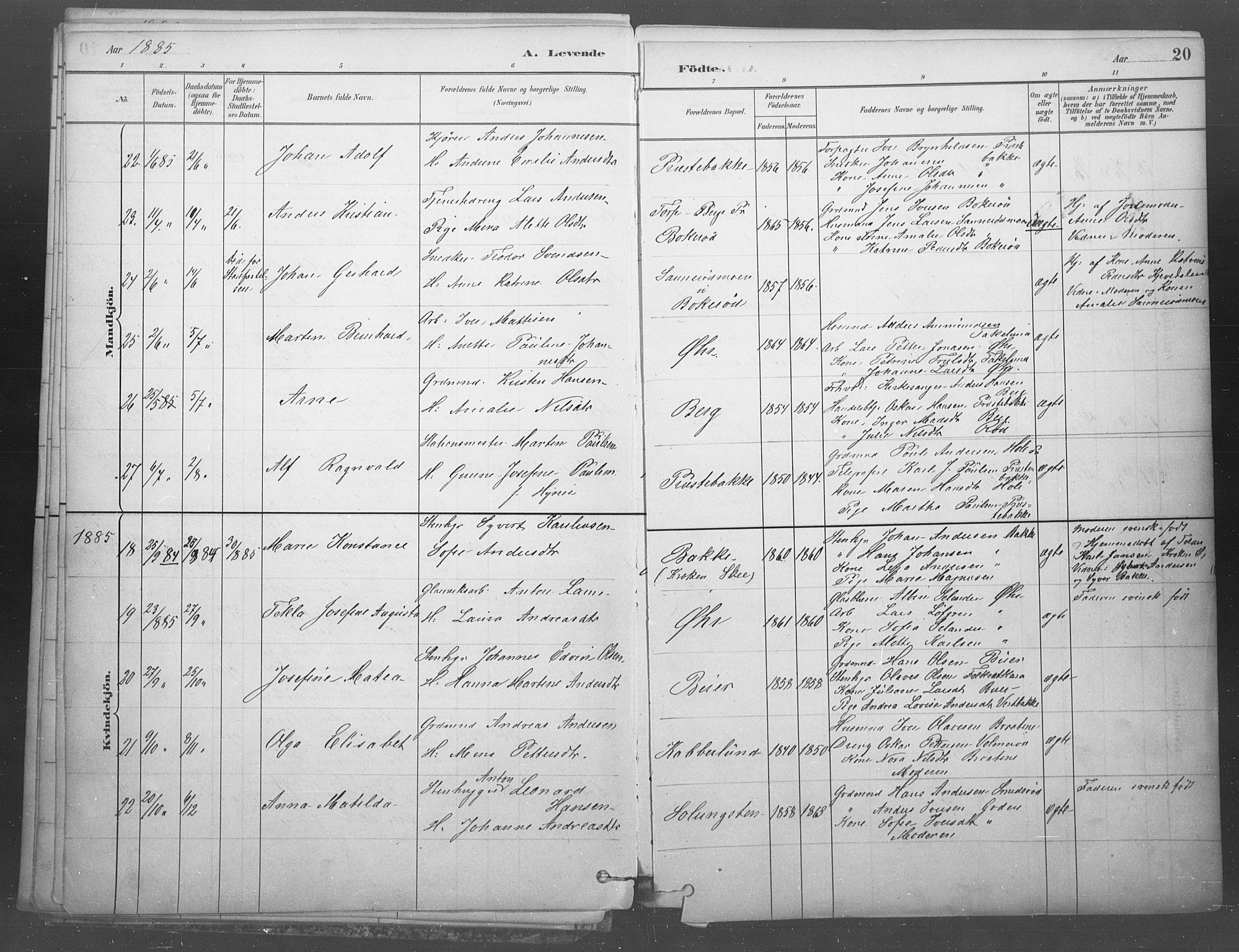 Idd prestekontor Kirkebøker, AV/SAO-A-10911/F/Fb/L0002: Parish register (official) no. II 2, 1882-1923, p. 20