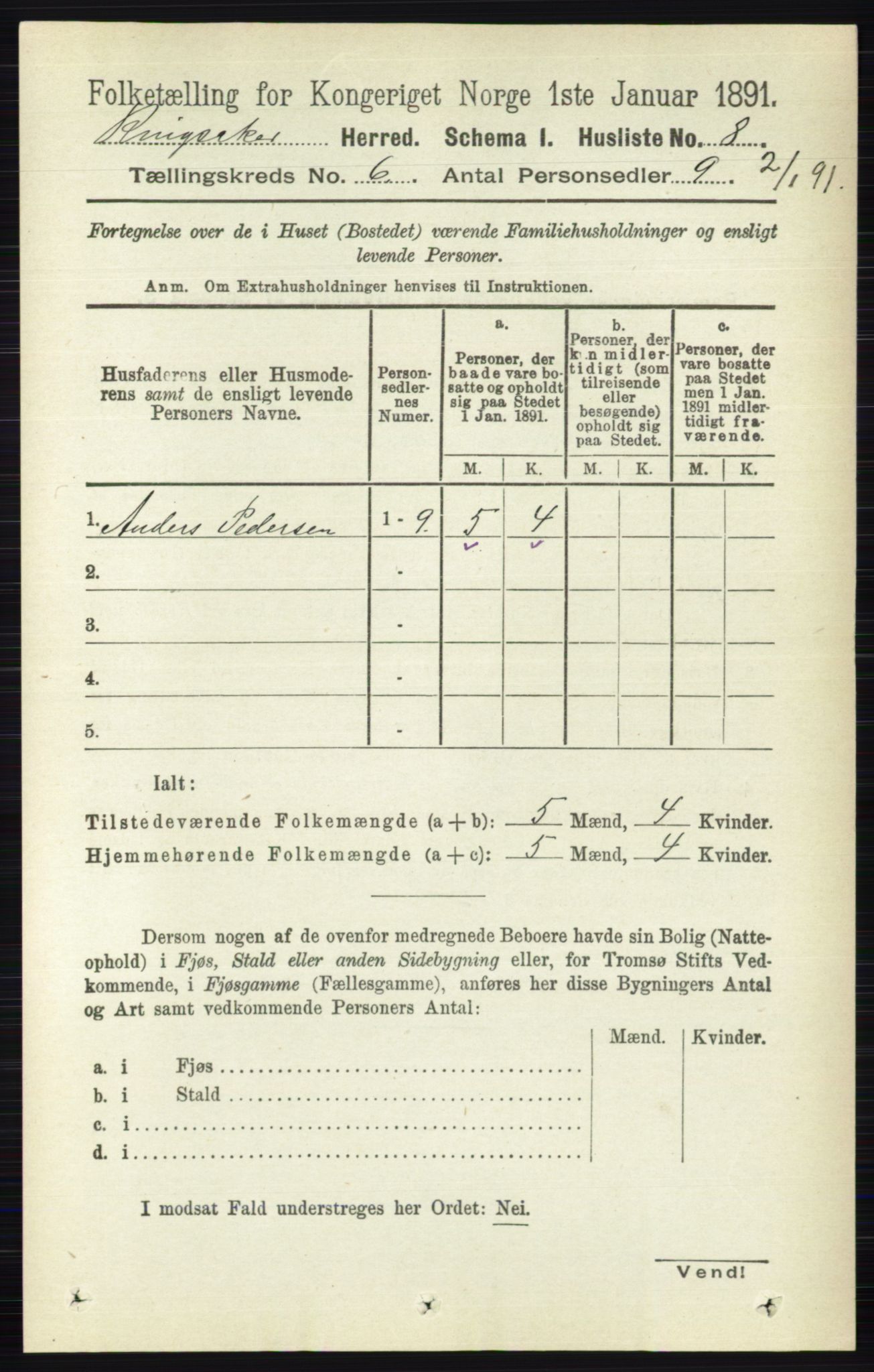 RA, 1891 census for 0412 Ringsaker, 1891, p. 3093