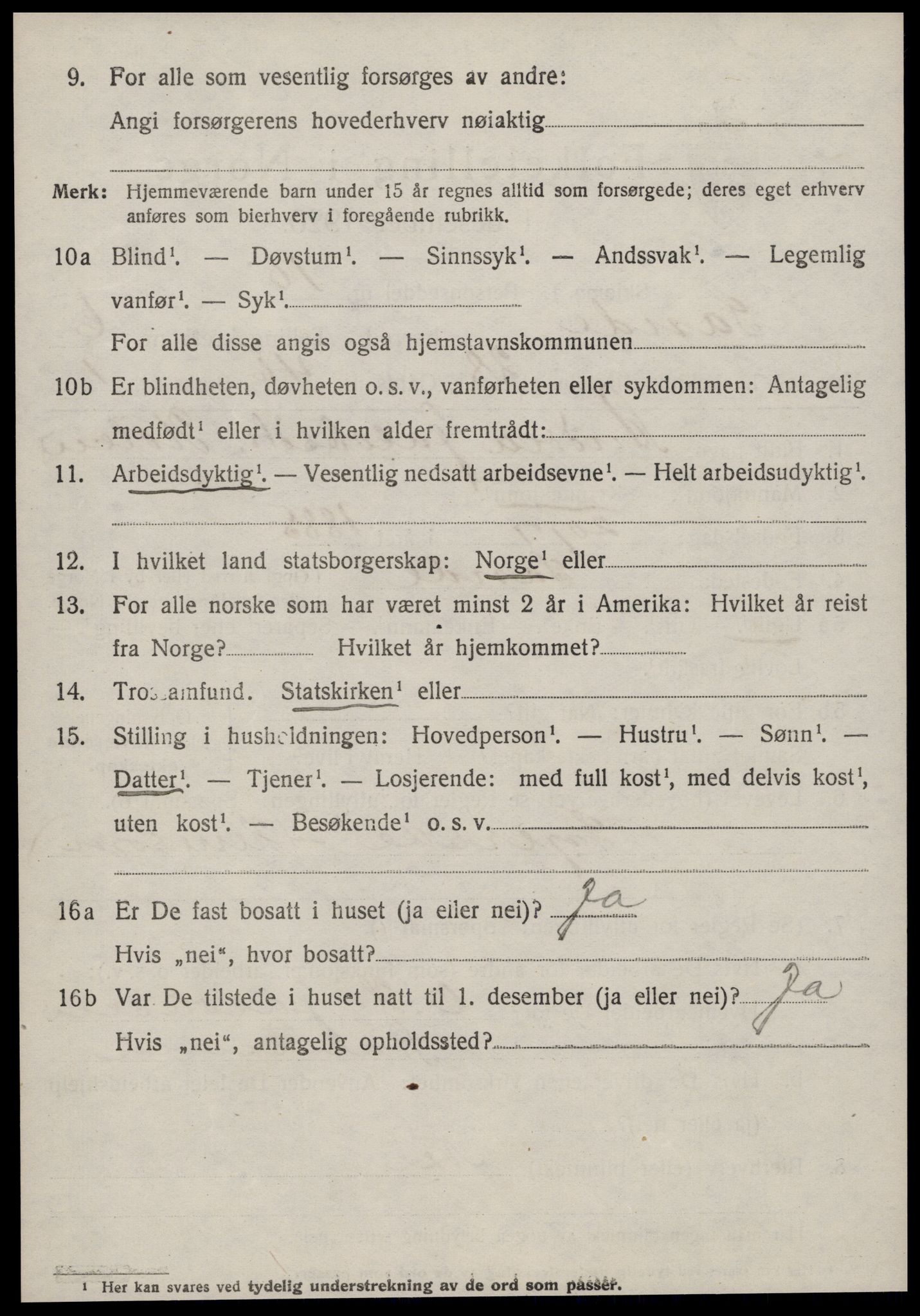 SAT, 1920 census for Sande (MR), 1920, p. 3913