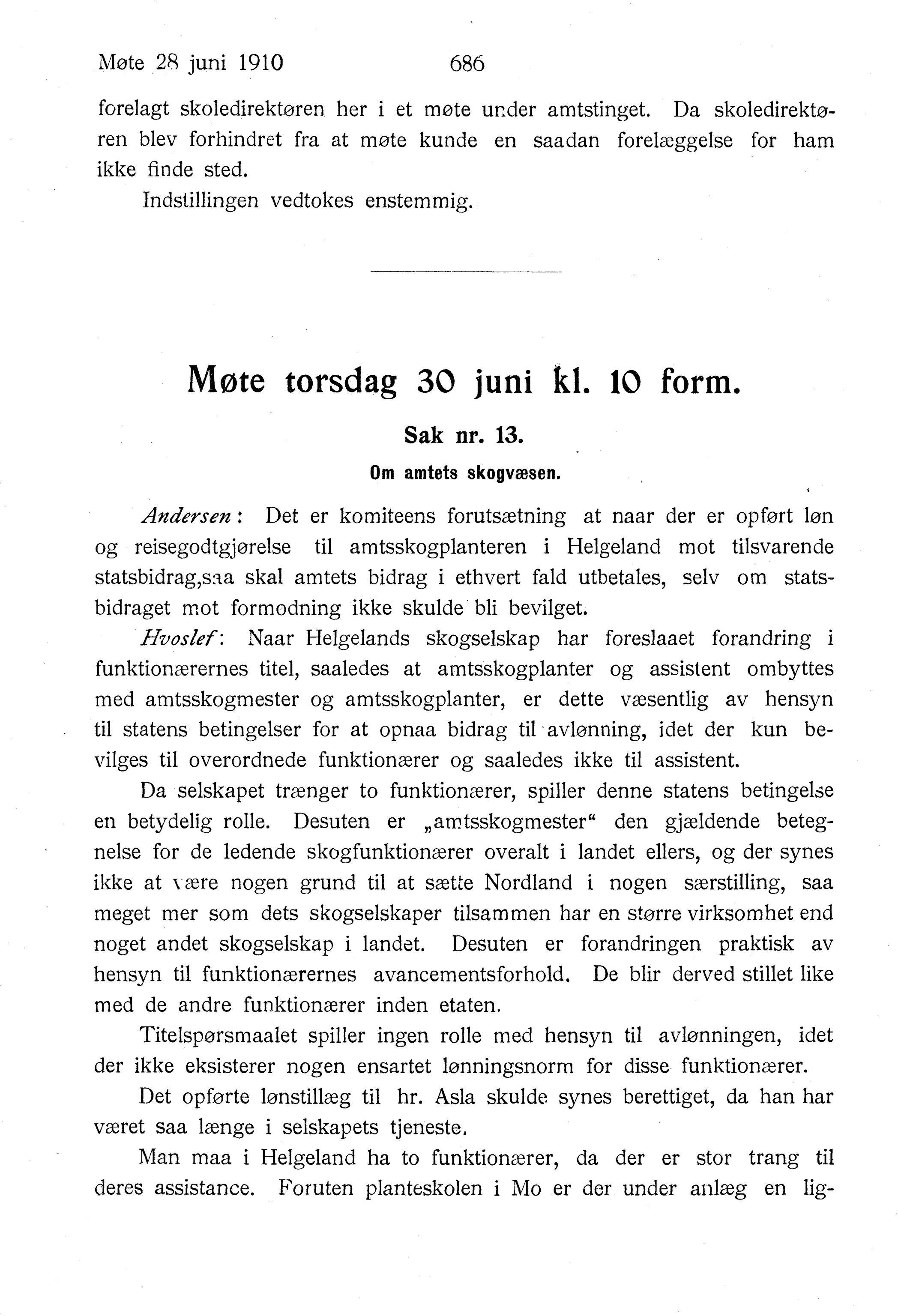 Nordland Fylkeskommune. Fylkestinget, AIN/NFK-17/176/A/Ac/L0033: Fylkestingsforhandlinger 1910, 1910, p. 686