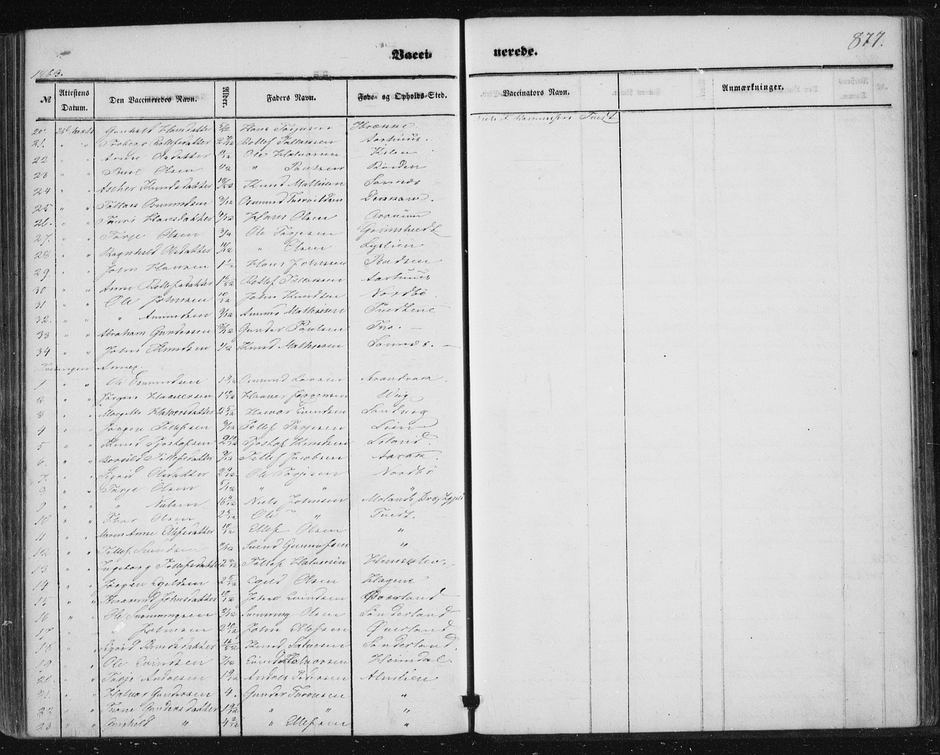 Nissedal kirkebøker, SAKO/A-288/F/Fa/L0003: Parish register (official) no. I 3, 1846-1870, p. 876-877