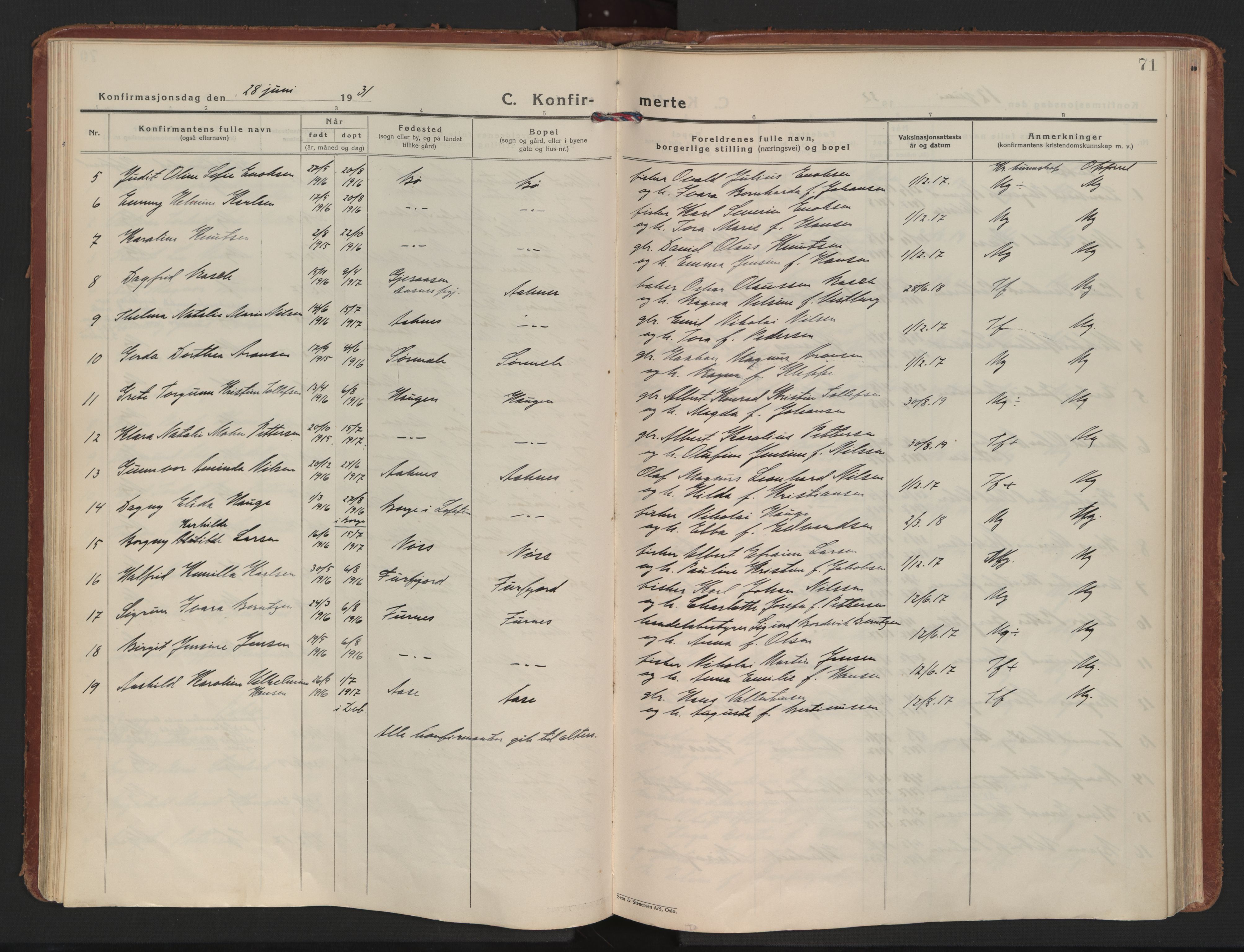Ministerialprotokoller, klokkerbøker og fødselsregistre - Nordland, AV/SAT-A-1459/898/L1424: Parish register (official) no. 898A04, 1928-1946, p. 71