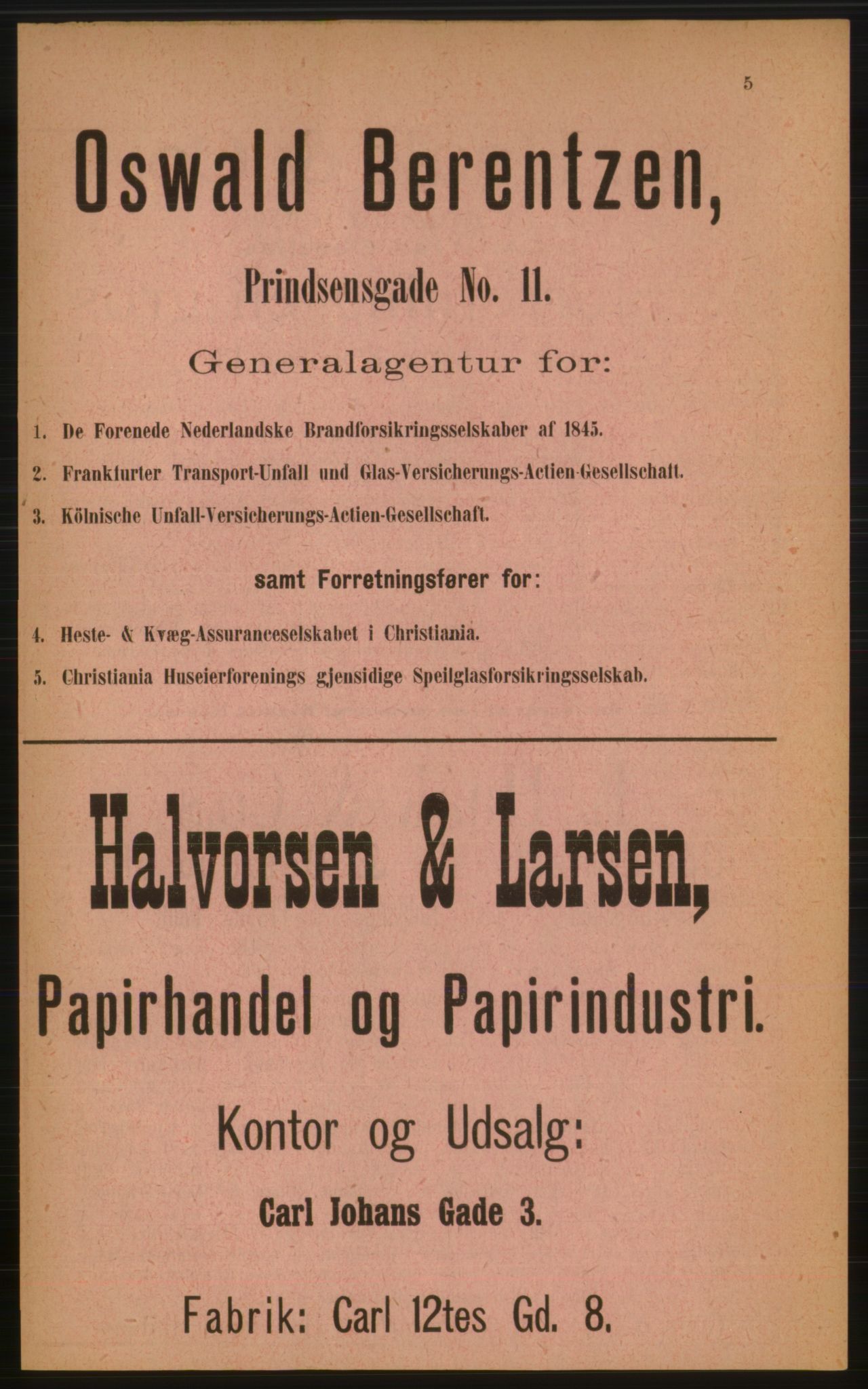 Kristiania/Oslo adressebok, PUBL/-, 1889, p. 5