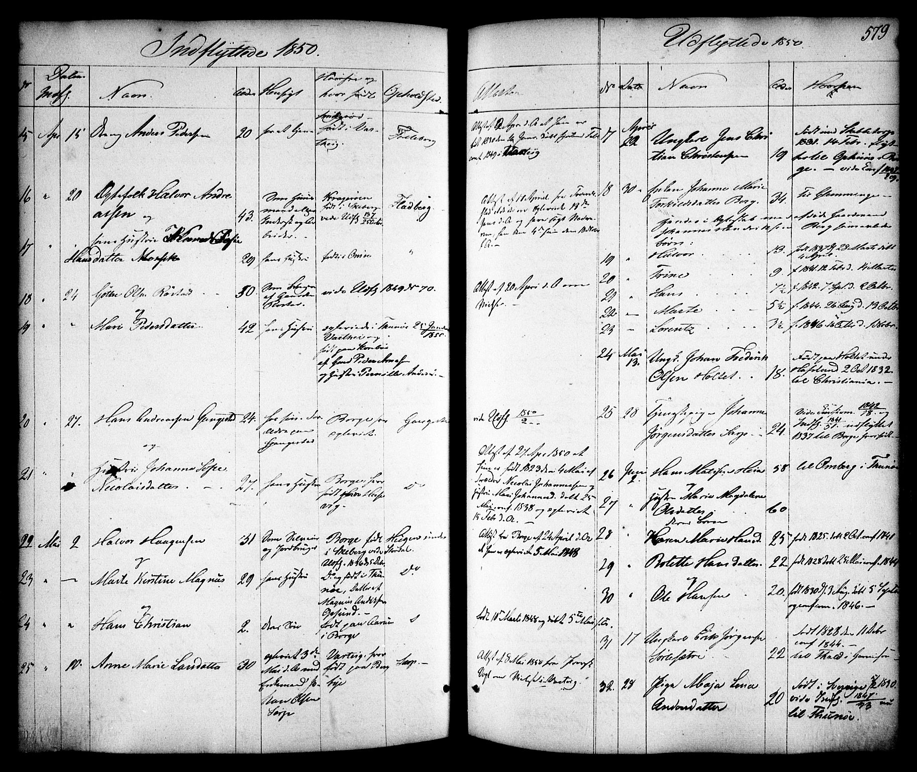 Skjeberg prestekontor Kirkebøker, AV/SAO-A-10923/F/Fa/L0006: Parish register (official) no. I 6, 1846-1858, p. 579