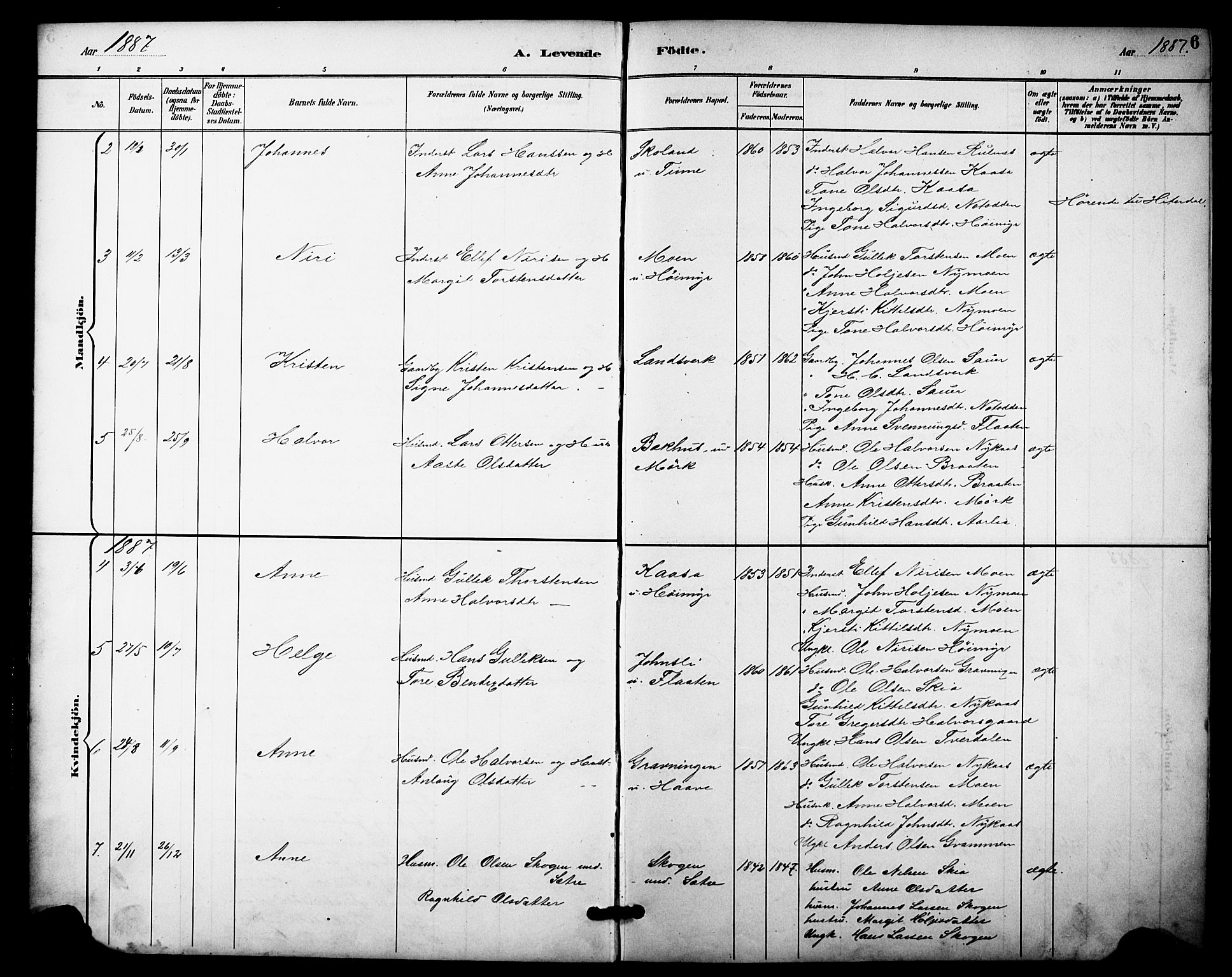 Heddal kirkebøker, SAKO/A-268/F/Fb/L0001: Parish register (official) no. II 1, 1884-1910, p. 6