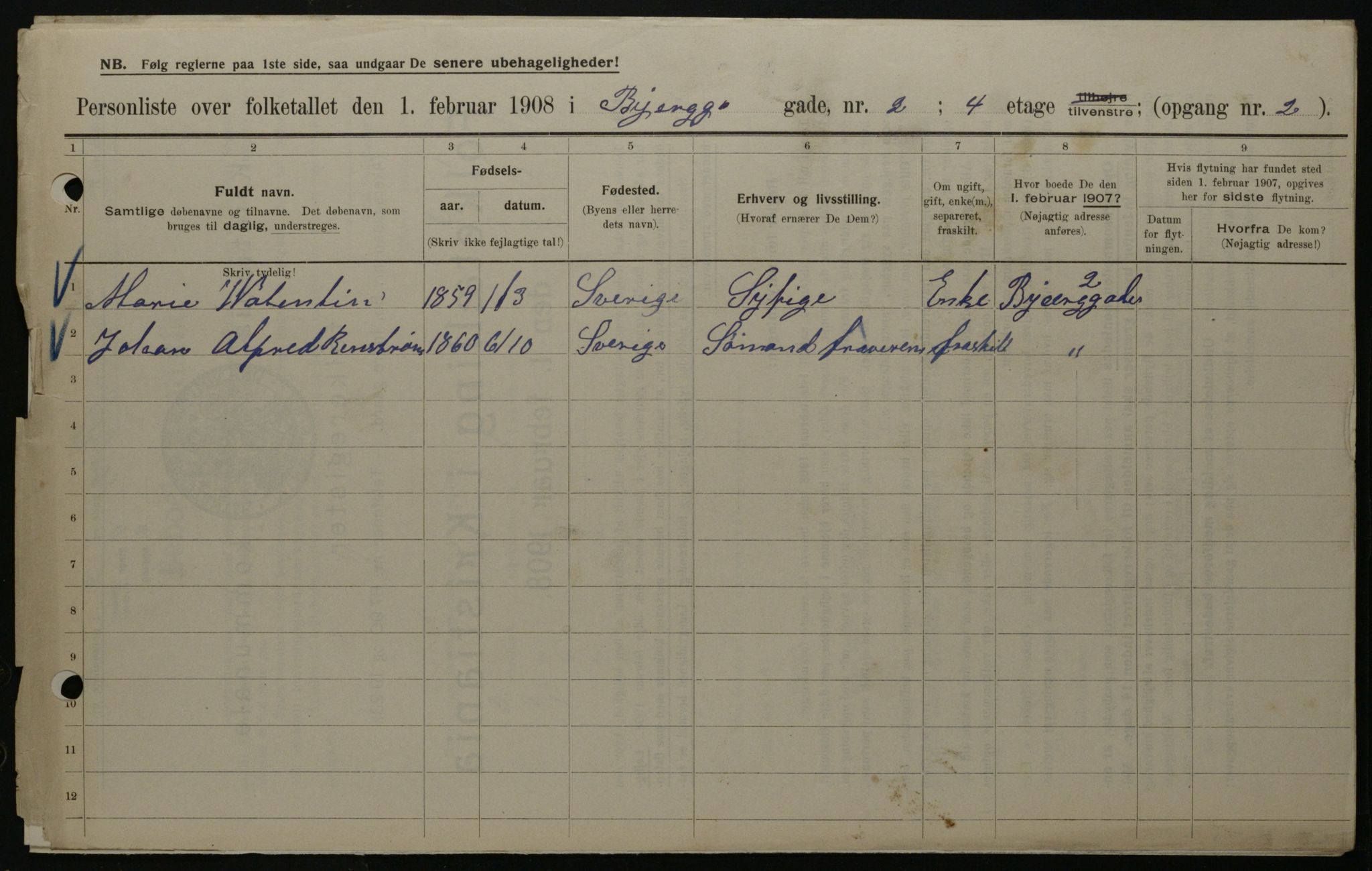 OBA, Municipal Census 1908 for Kristiania, 1908, p. 5370