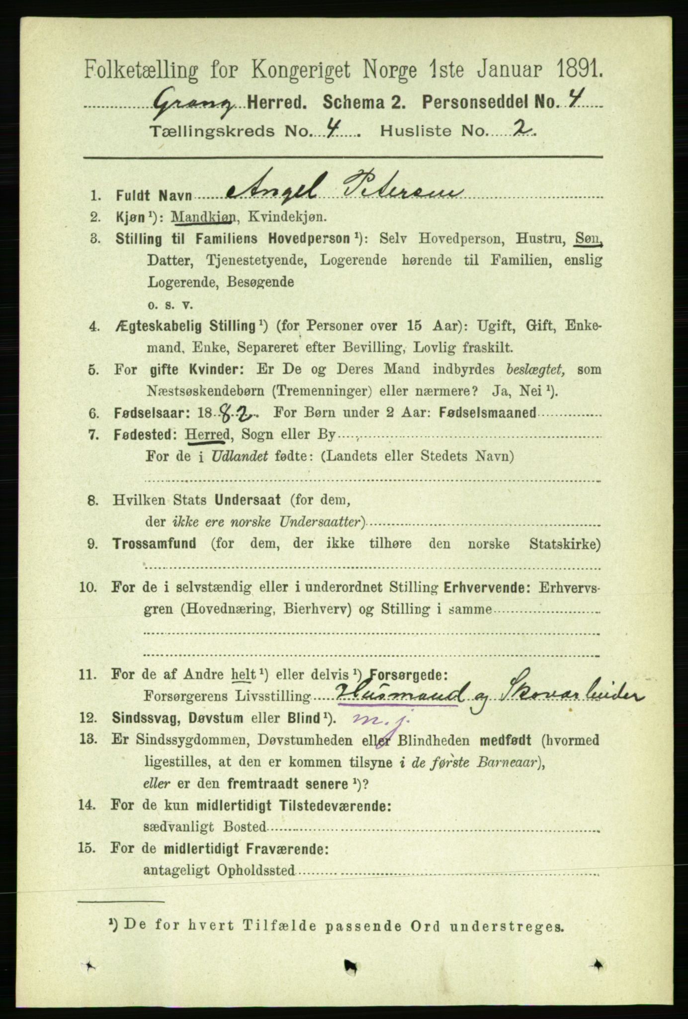 RA, 1891 census for 1742 Grong, 1891, p. 1500