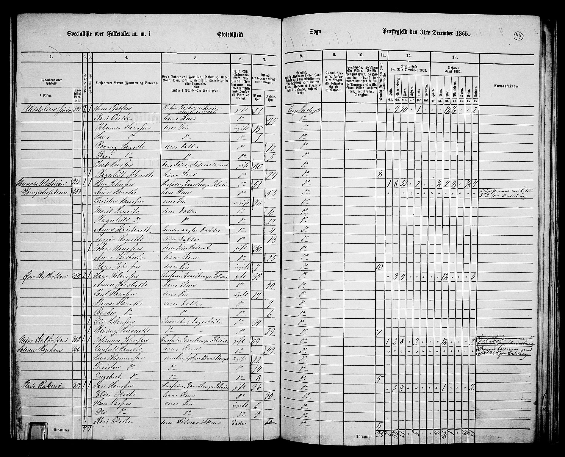 RA, 1865 census for Vågå, 1865, p. 275