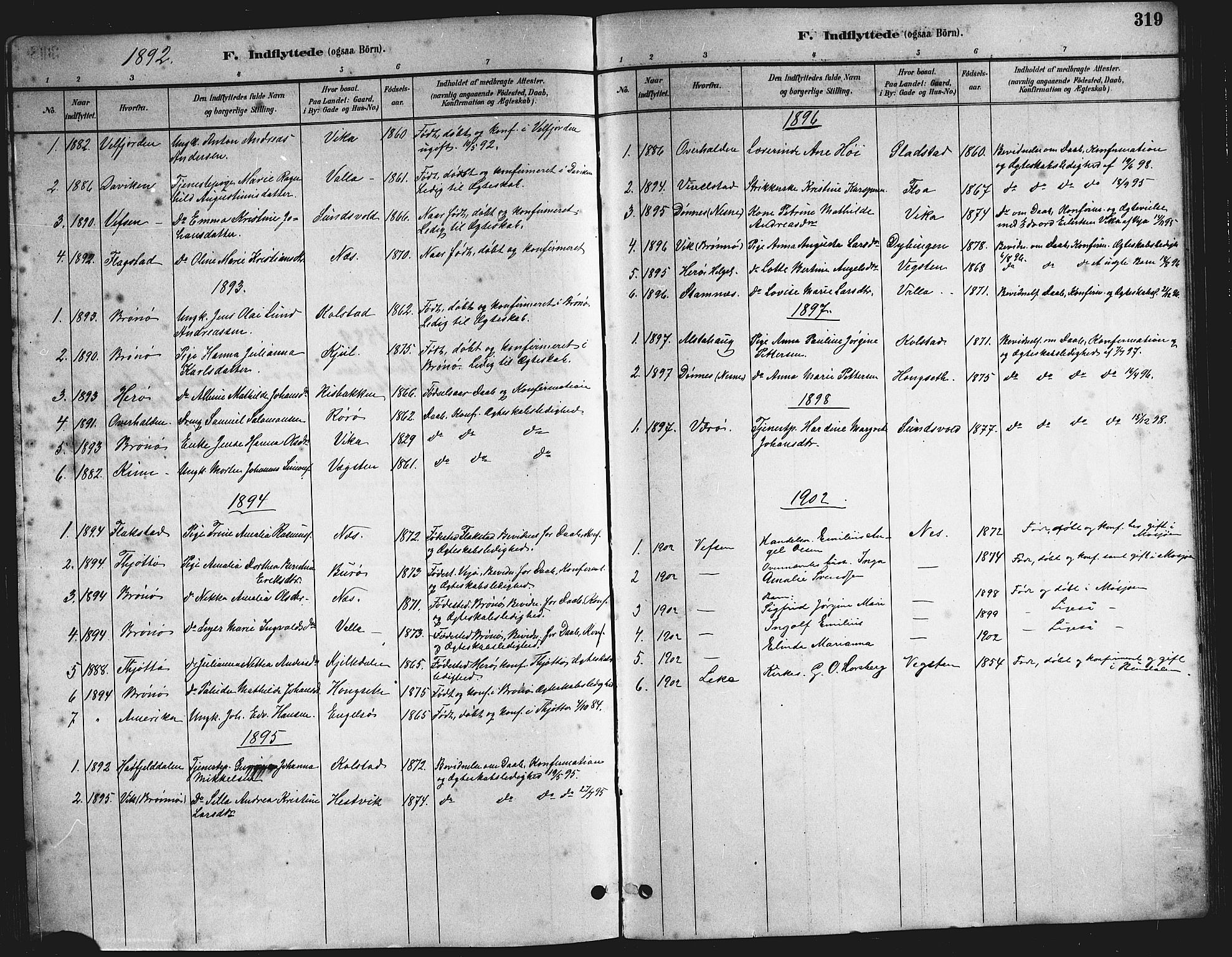 Ministerialprotokoller, klokkerbøker og fødselsregistre - Nordland, AV/SAT-A-1459/816/L0253: Parish register (copy) no. 816C03, 1886-1905, p. 319