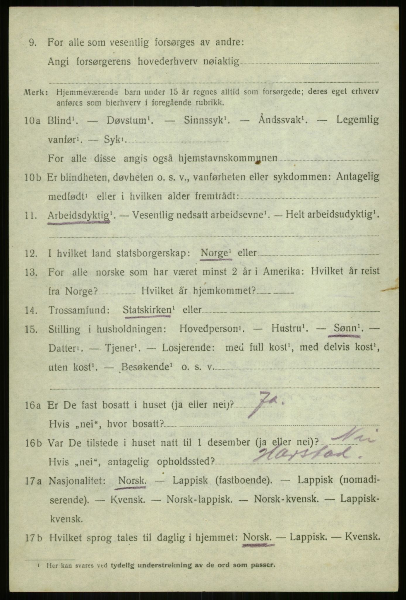 SATØ, 1920 census for Tranøy, 1920, p. 1564