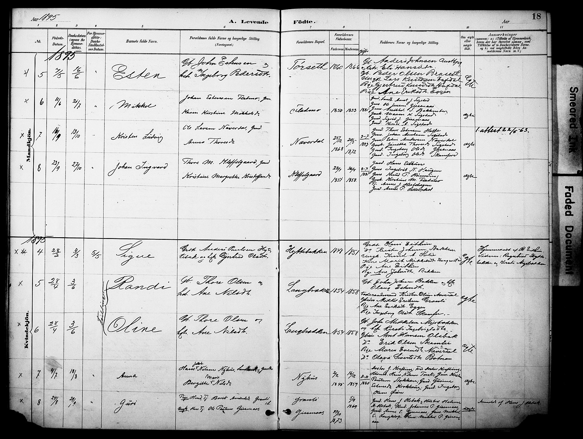 Kvikne prestekontor, AV/SAH-PREST-064/H/Ha/Haa/L0007: Parish register (official) no. 7, 1887-1911, p. 18