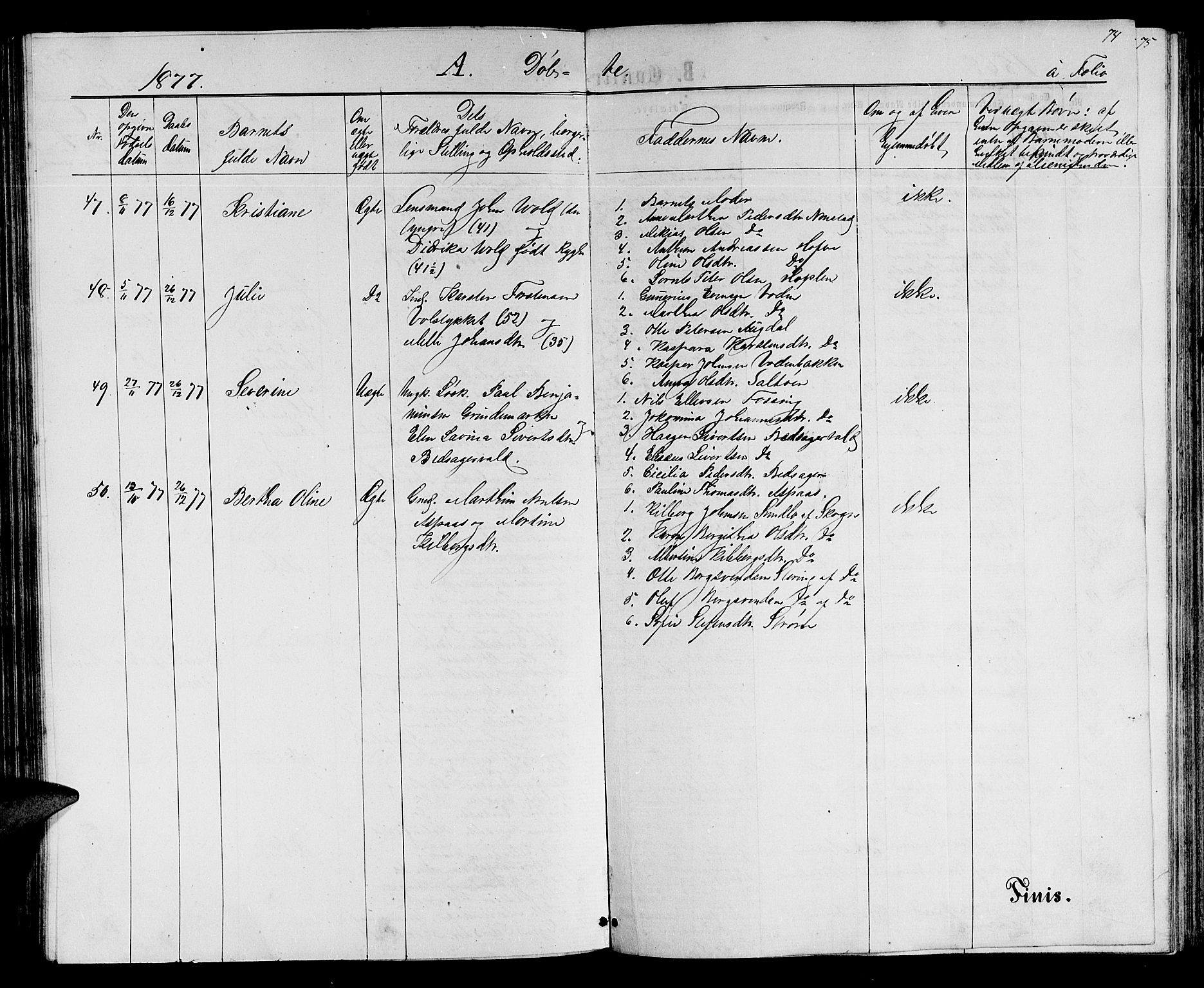 Ministerialprotokoller, klokkerbøker og fødselsregistre - Nord-Trøndelag, AV/SAT-A-1458/714/L0133: Parish register (copy) no. 714C02, 1865-1877, p. 74