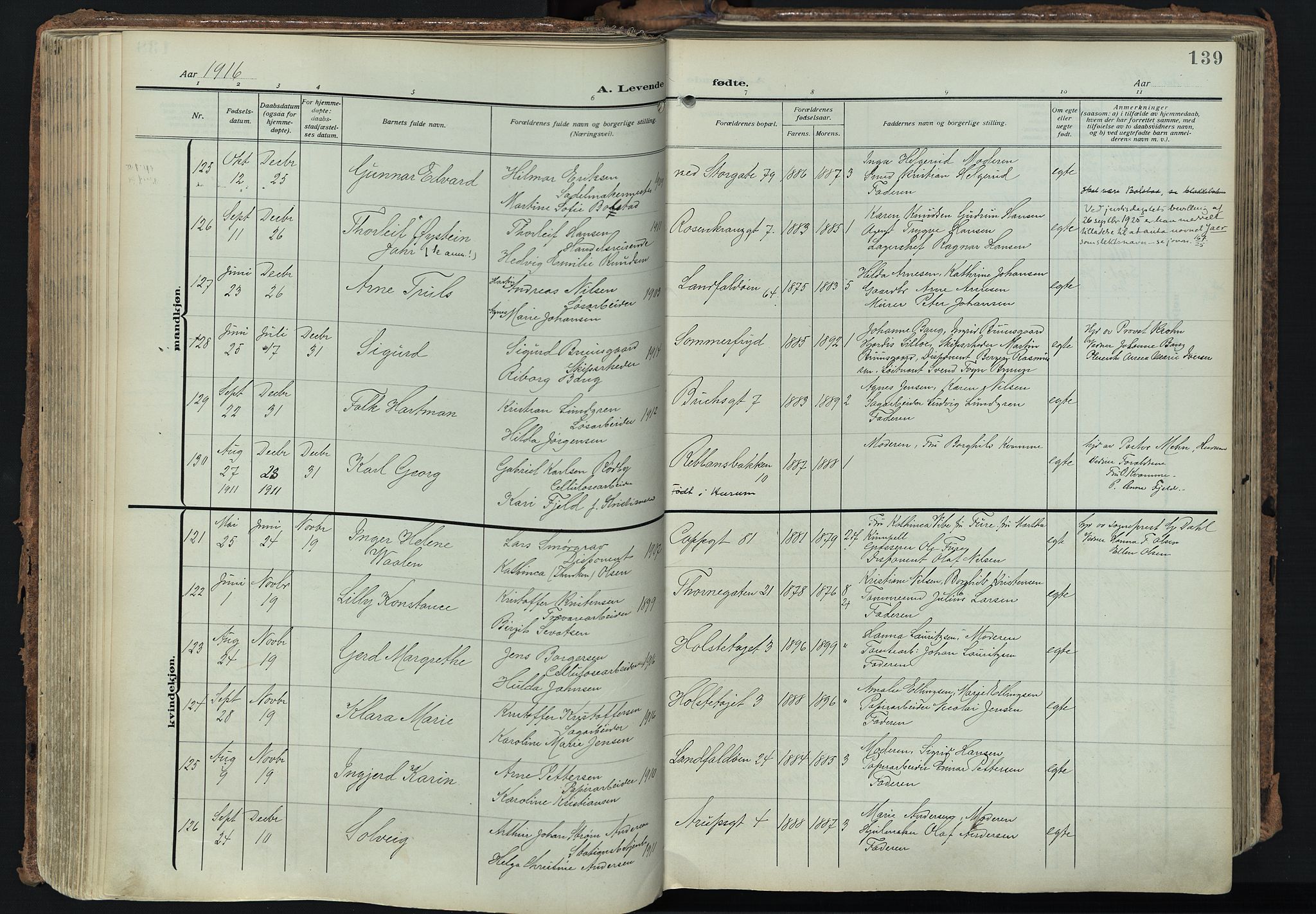 Bragernes kirkebøker, SAKO/A-6/F/Fb/L0010: Parish register (official) no. II 10, 1911-1922, p. 139