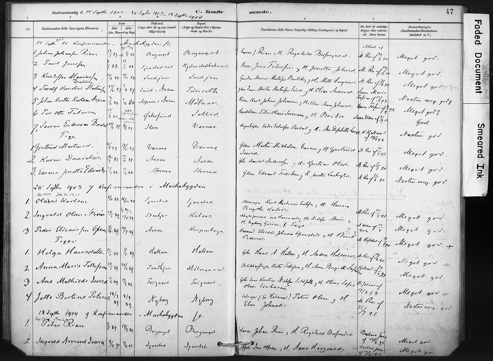 Ministerialprotokoller, klokkerbøker og fødselsregistre - Nord-Trøndelag, SAT/A-1458/718/L0175: Parish register (official) no. 718A01, 1890-1923, p. 47