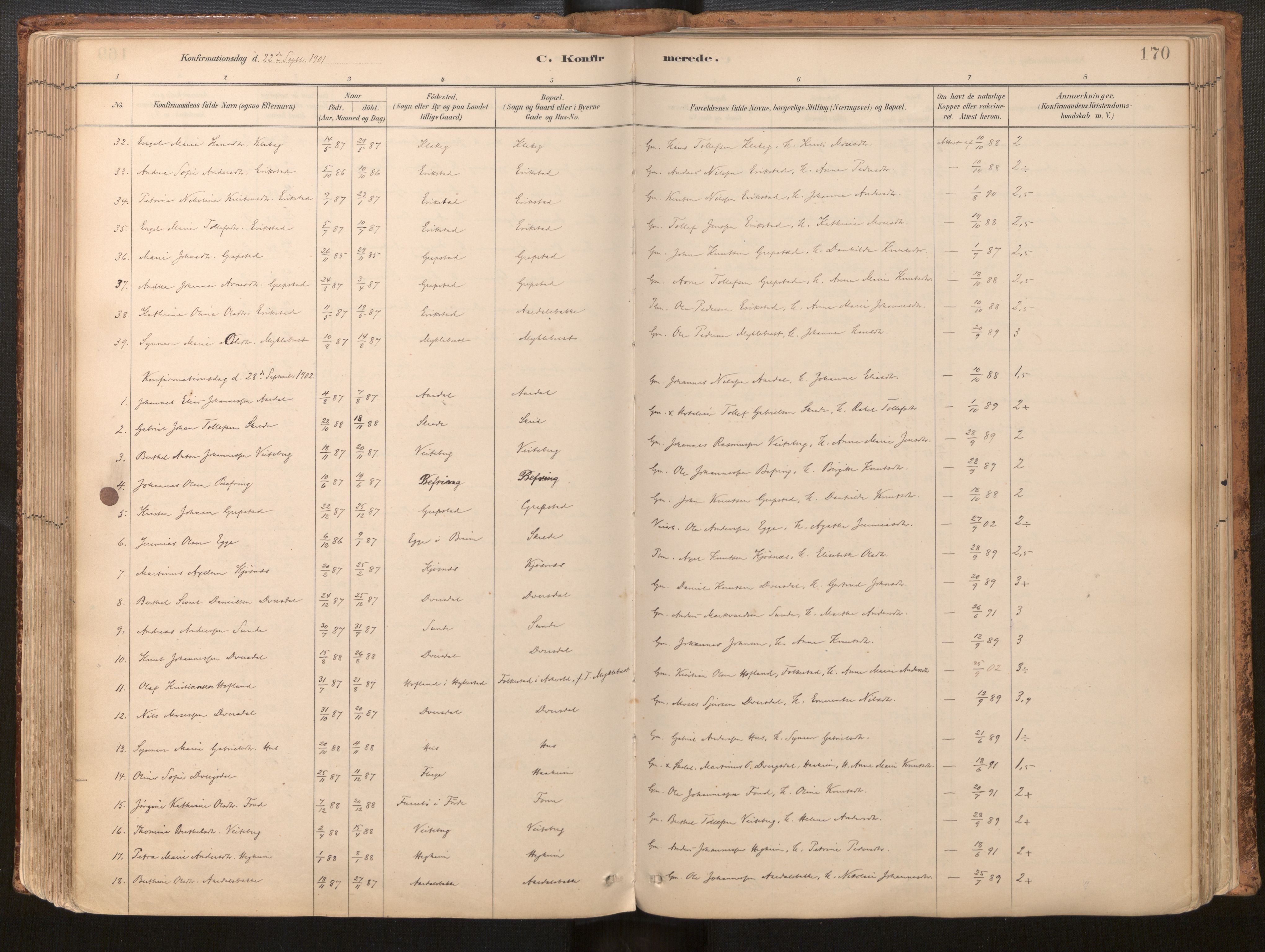 Jølster sokneprestembete, SAB/A-80701/H/Haa/Haac/L0001: Parish register (official) no. C 1, 1882-1928, p. 170