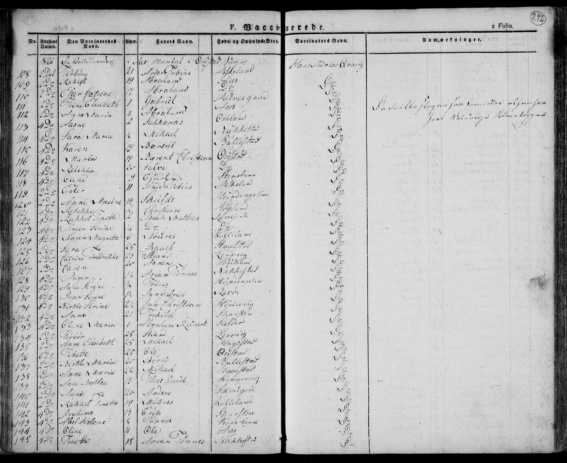 Lyngdal sokneprestkontor, AV/SAK-1111-0029/F/Fa/Fac/L0007: Parish register (official) no. A 7, 1825-1838, p. 292