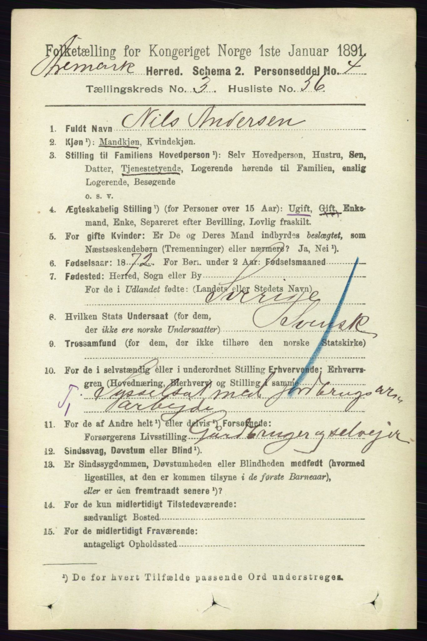 RA, 1891 census for 0118 Aremark, 1891, p. 1773