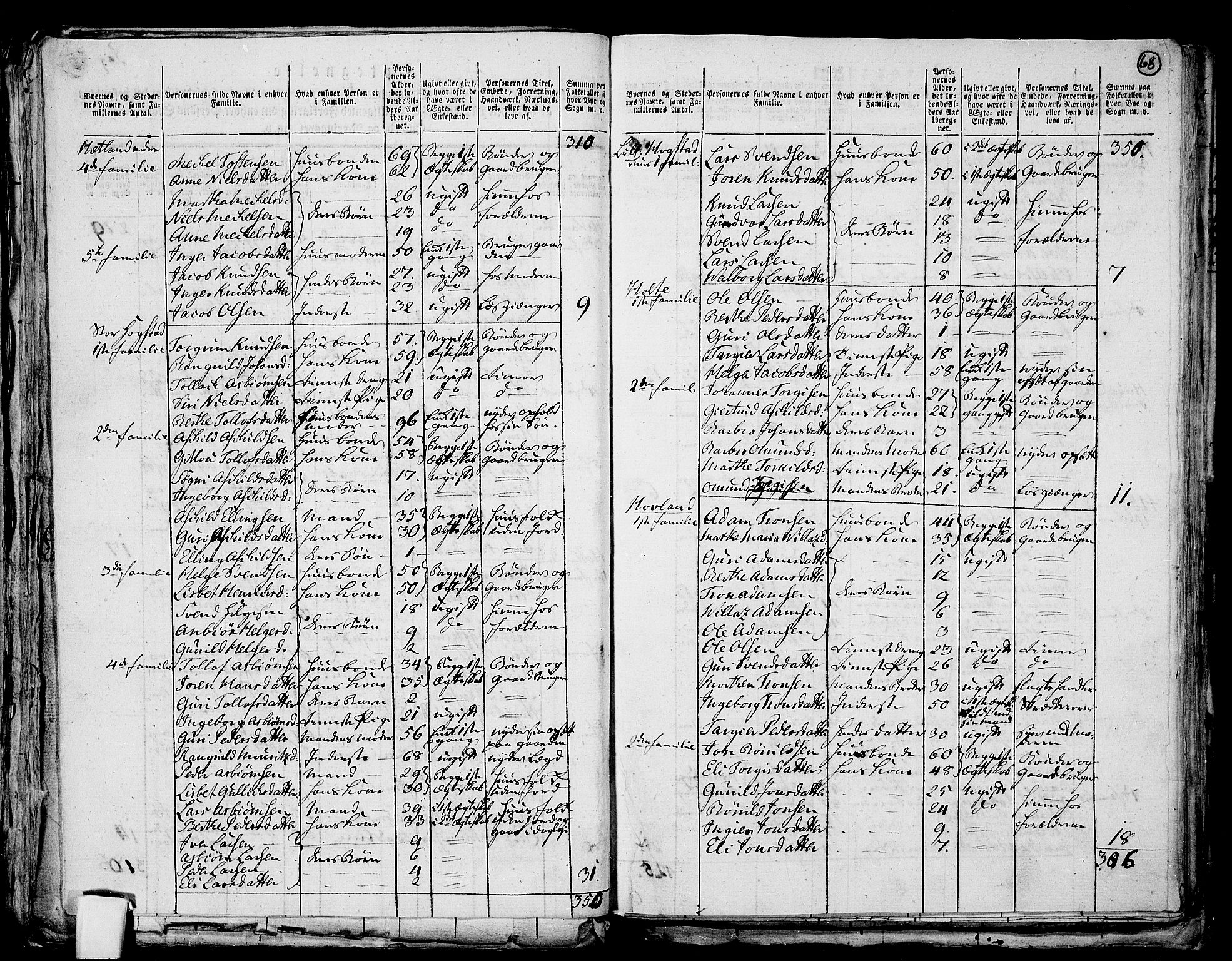 RA, 1801 census for 1115P Helleland, 1801, p. 67b-68a