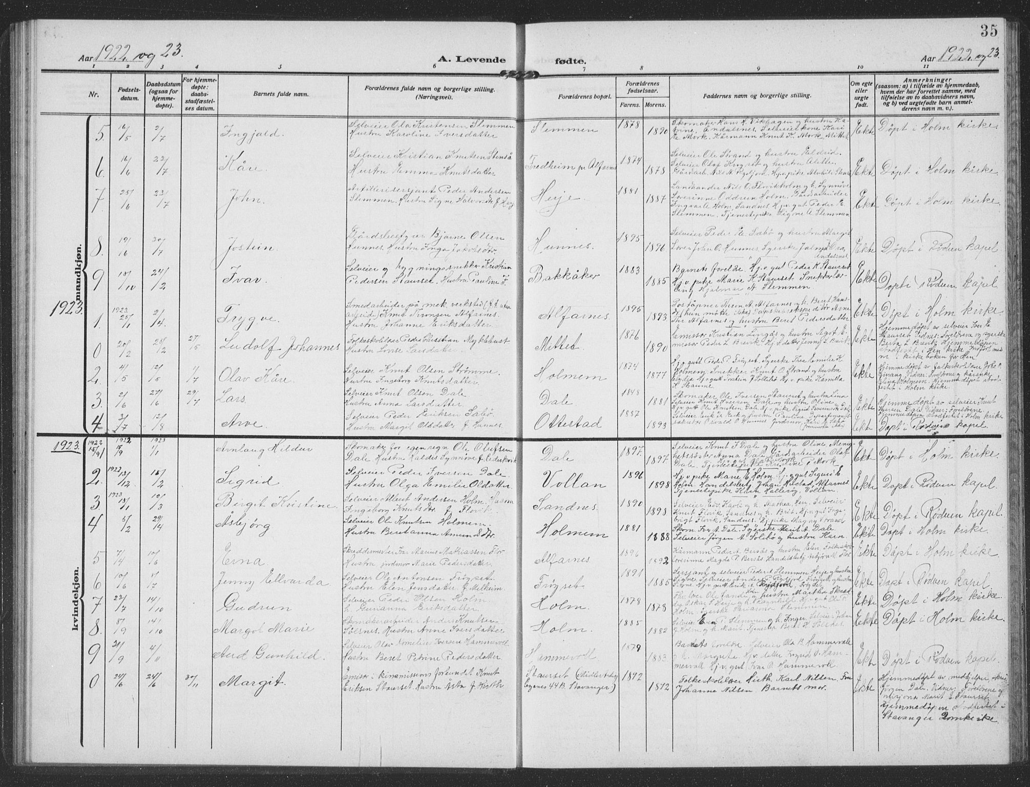 Ministerialprotokoller, klokkerbøker og fødselsregistre - Møre og Romsdal, AV/SAT-A-1454/549/L0615: Parish register (copy) no. 549C01, 1905-1932, p. 35