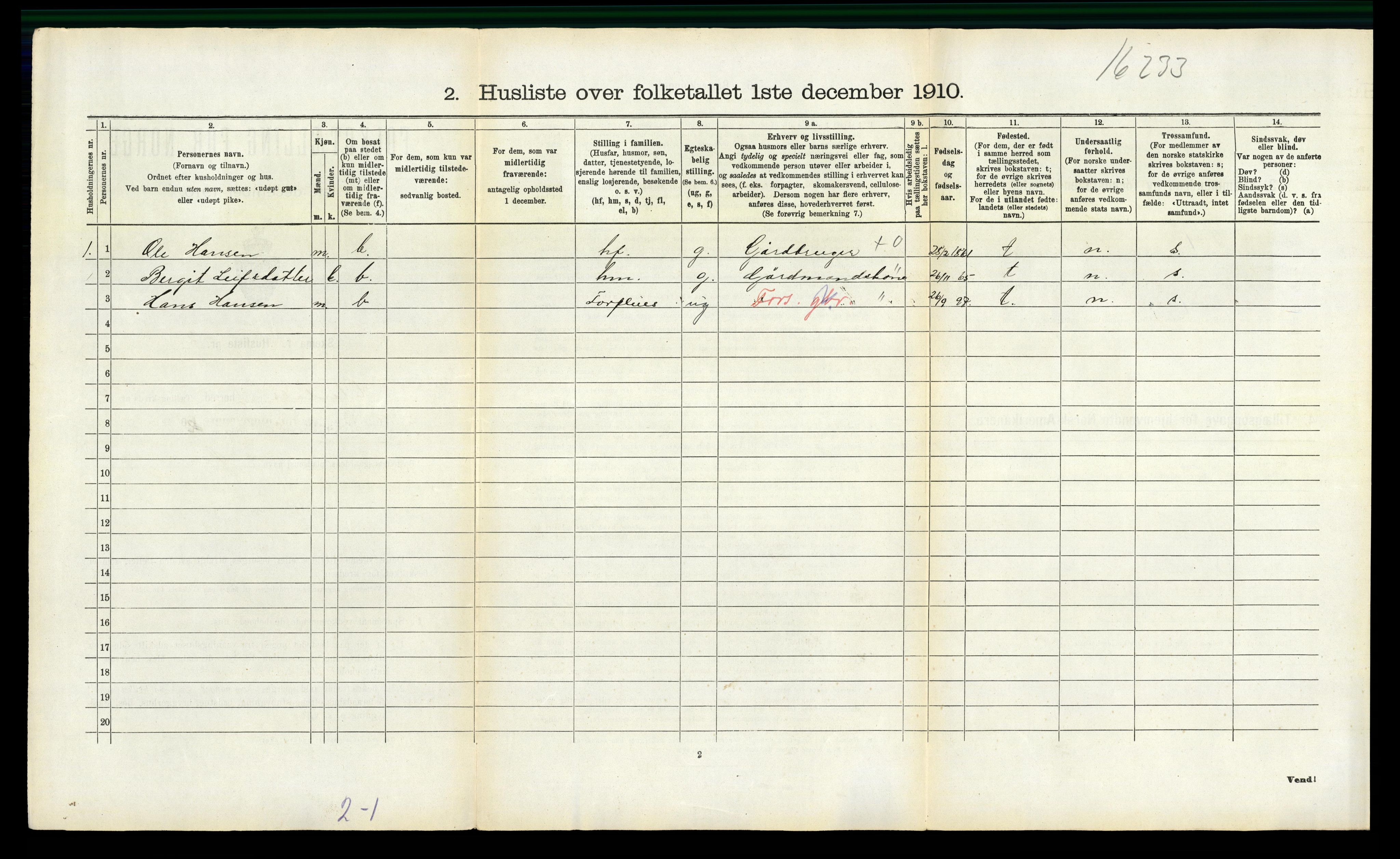 RA, 1910 census for Heddal, 1910, p. 1256