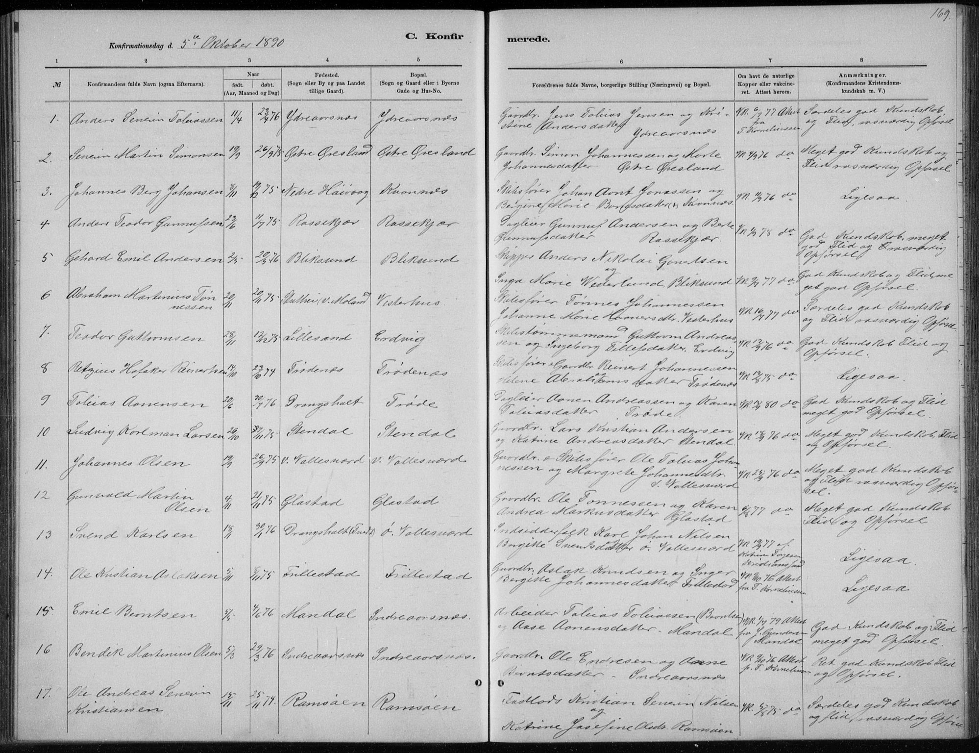 Høvåg sokneprestkontor, SAK/1111-0025/F/Fb/L0004: Parish register (copy) no. B 4, 1883-1898, p. 169