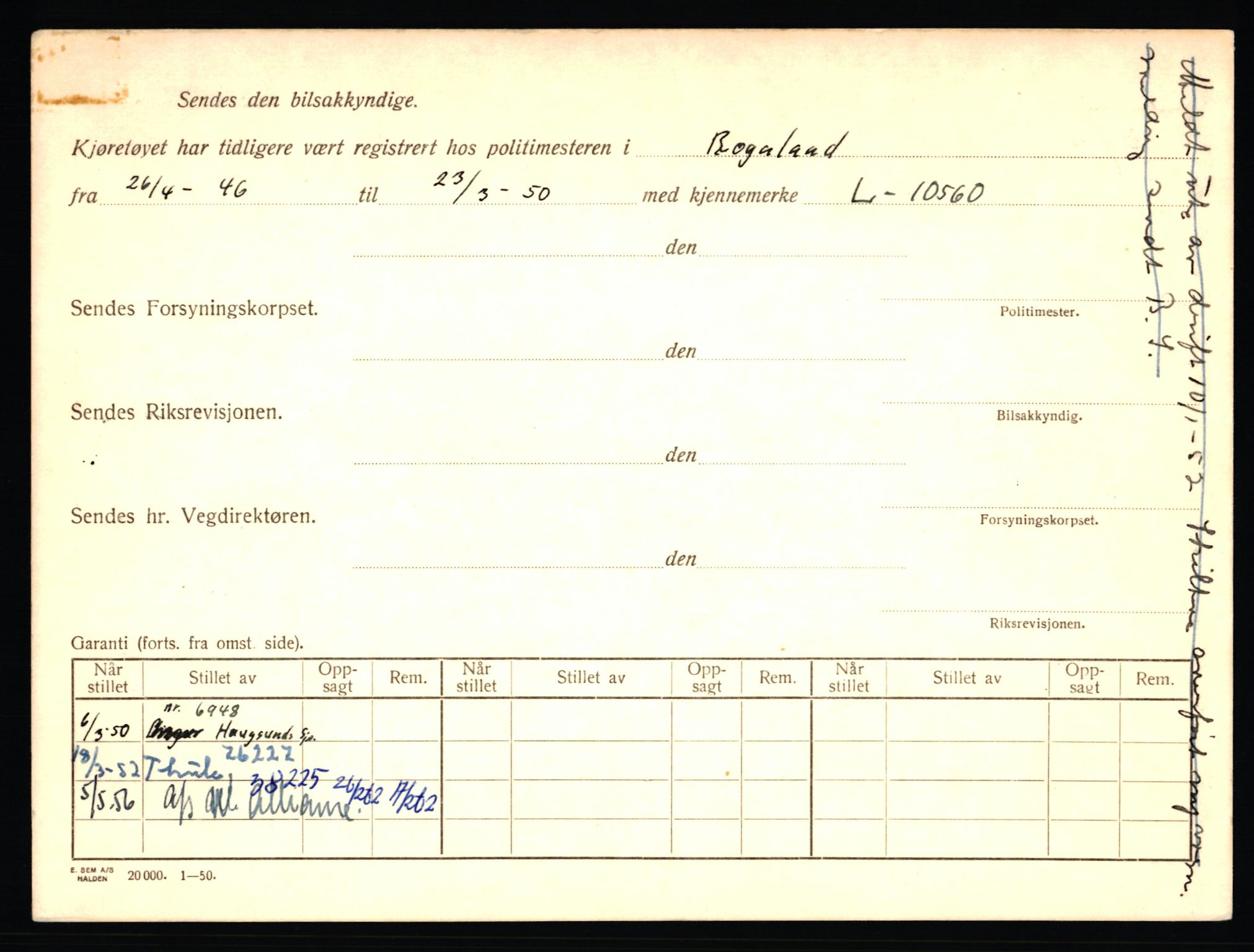 Stavanger trafikkstasjon, AV/SAST-A-101942/0/F/L0039: L-22300 - L-22799, 1930-1971, p. 36