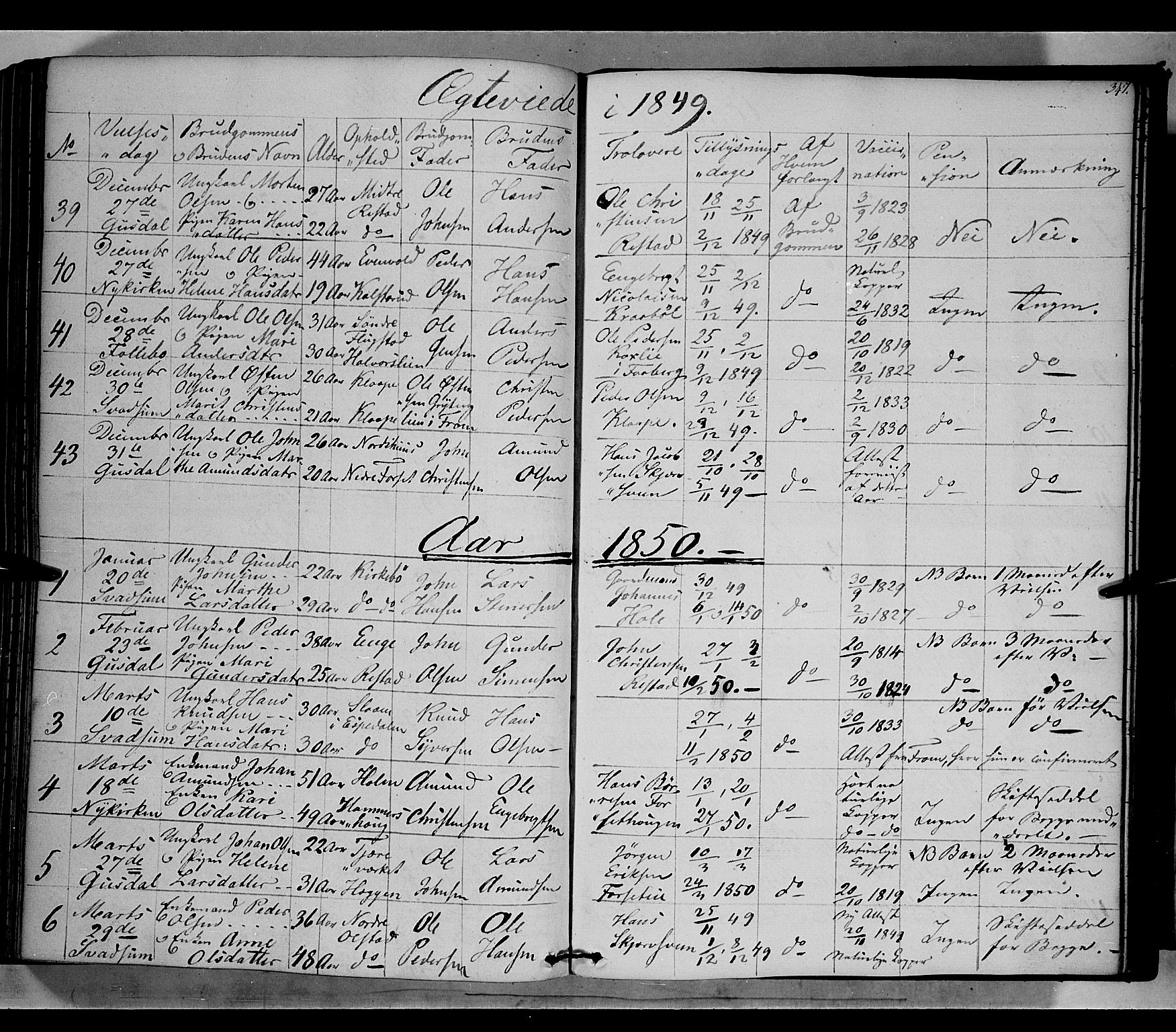 Gausdal prestekontor, SAH/PREST-090/H/Ha/Haa/L0007: Parish register (official) no. 7, 1840-1850, p. 347