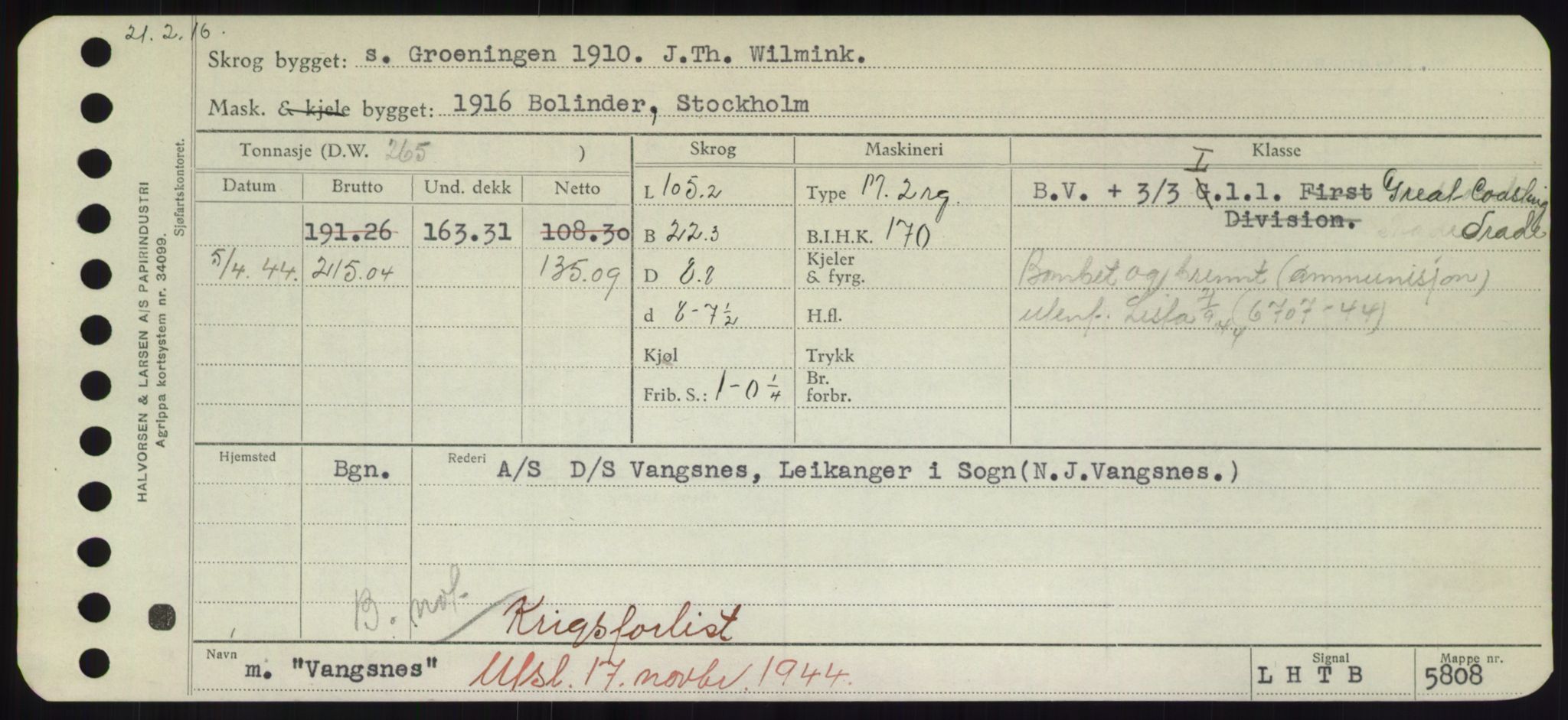 Sjøfartsdirektoratet med forløpere, Skipsmålingen, RA/S-1627/H/Hd/L0040: Fartøy, U-Ve, p. 273