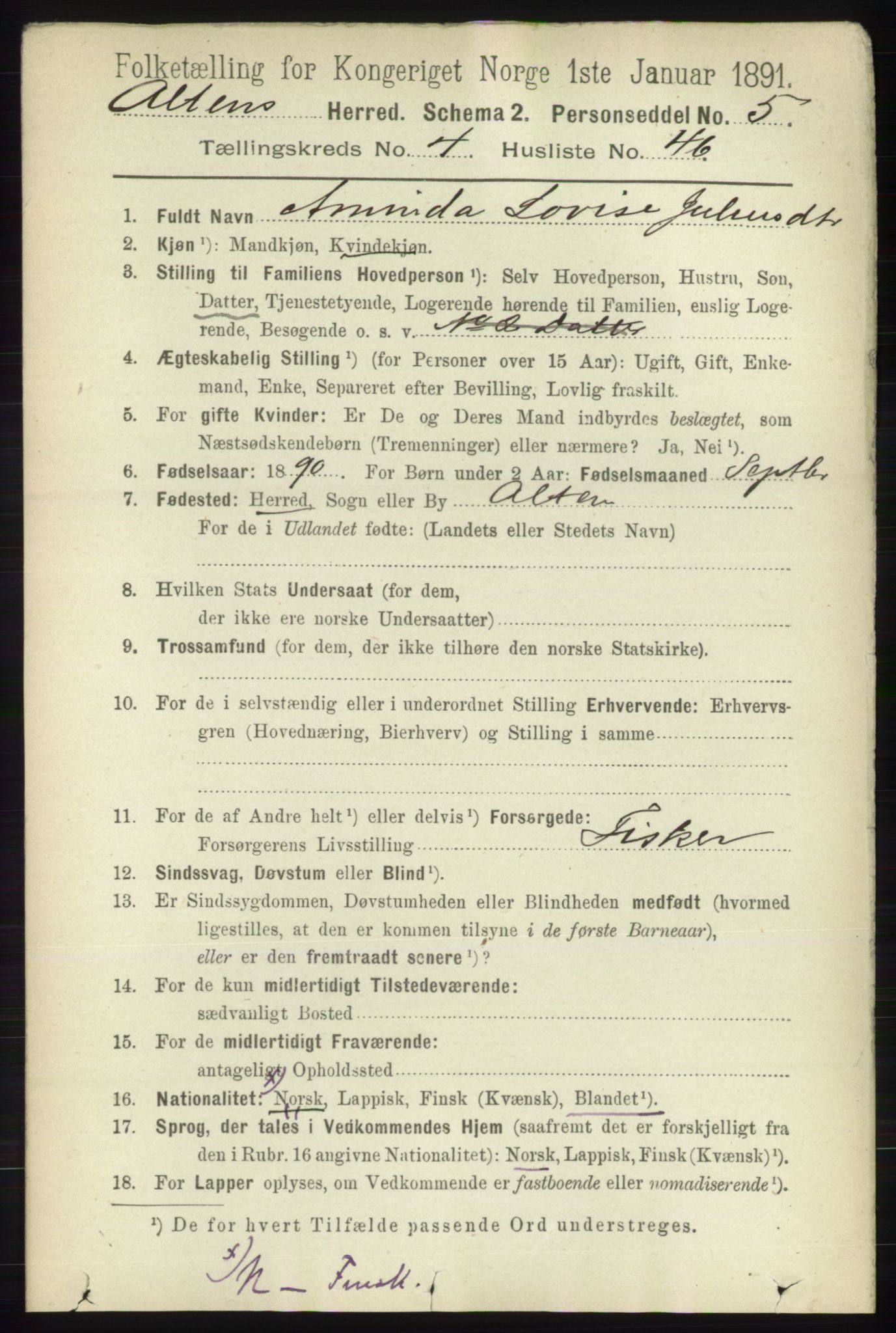 RA, 1891 census for 2012 Alta, 1891, p. 1592