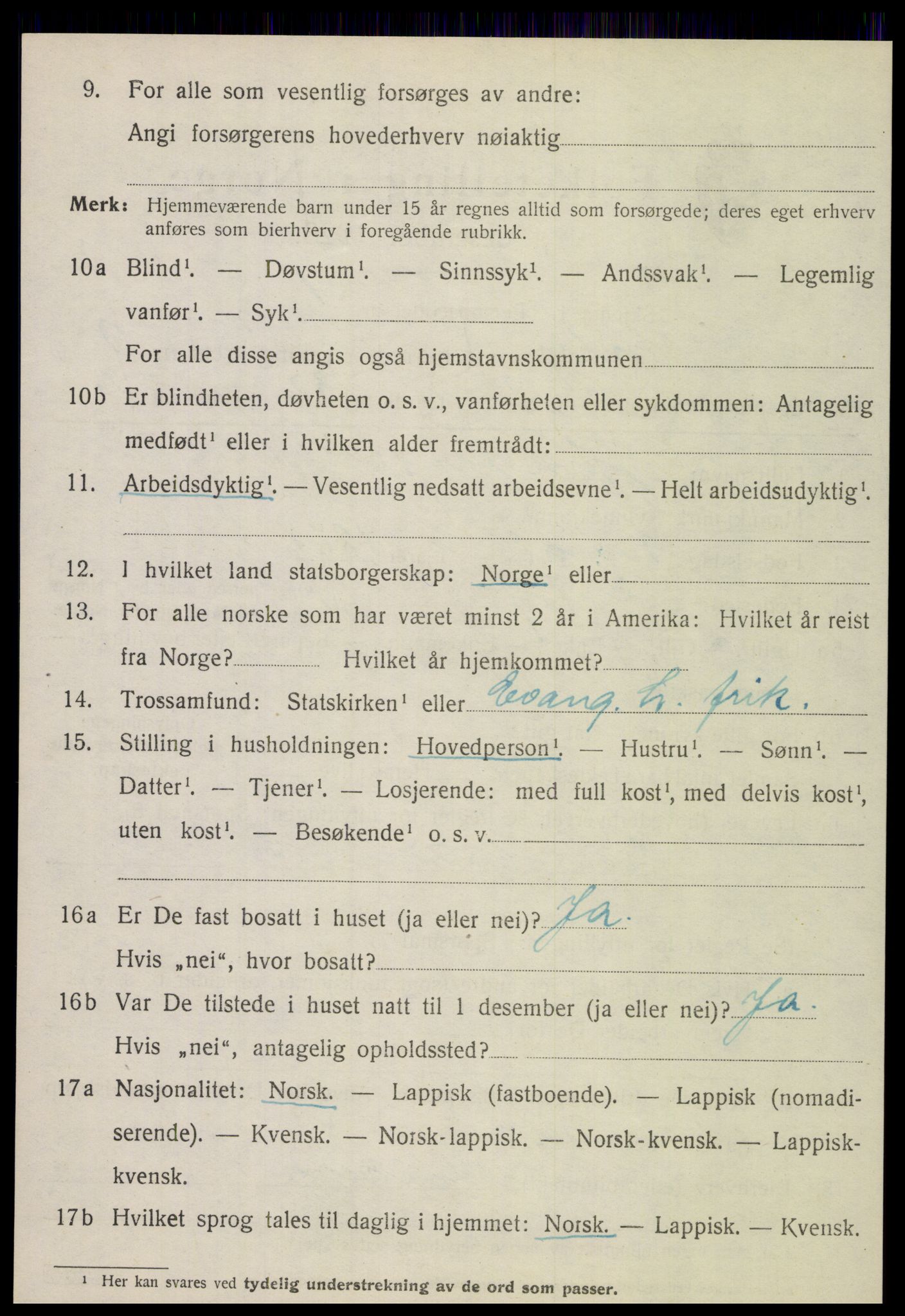 SAT, 1920 census for Meløy, 1920, p. 4424