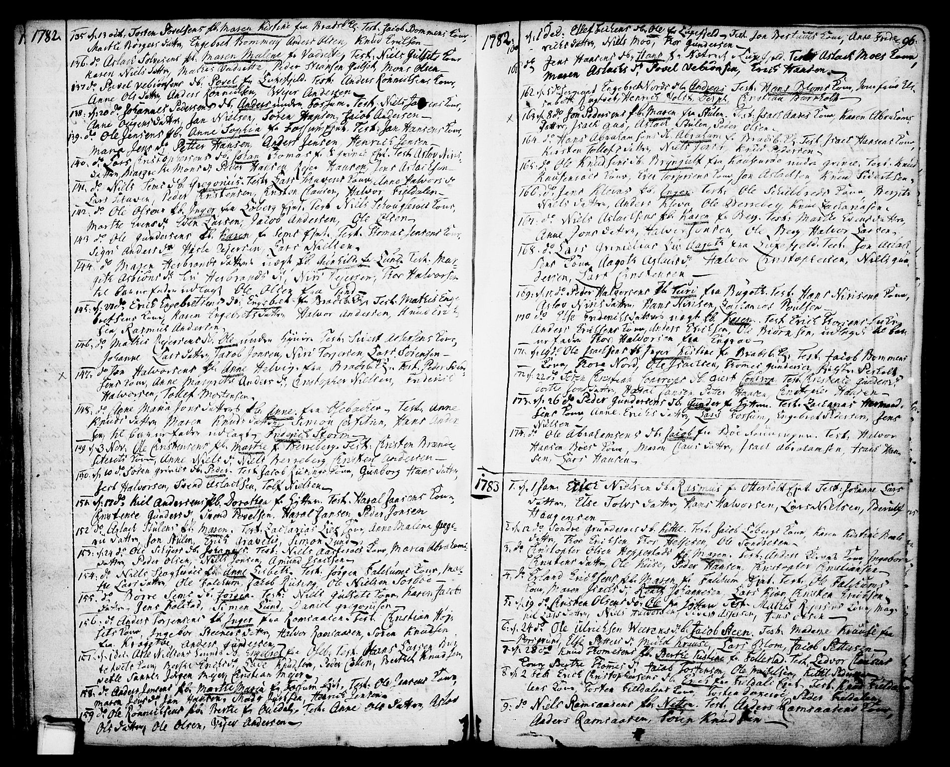 Gjerpen kirkebøker, SAKO/A-265/F/Fa/L0002: Parish register (official) no. I 2, 1747-1795, p. 96