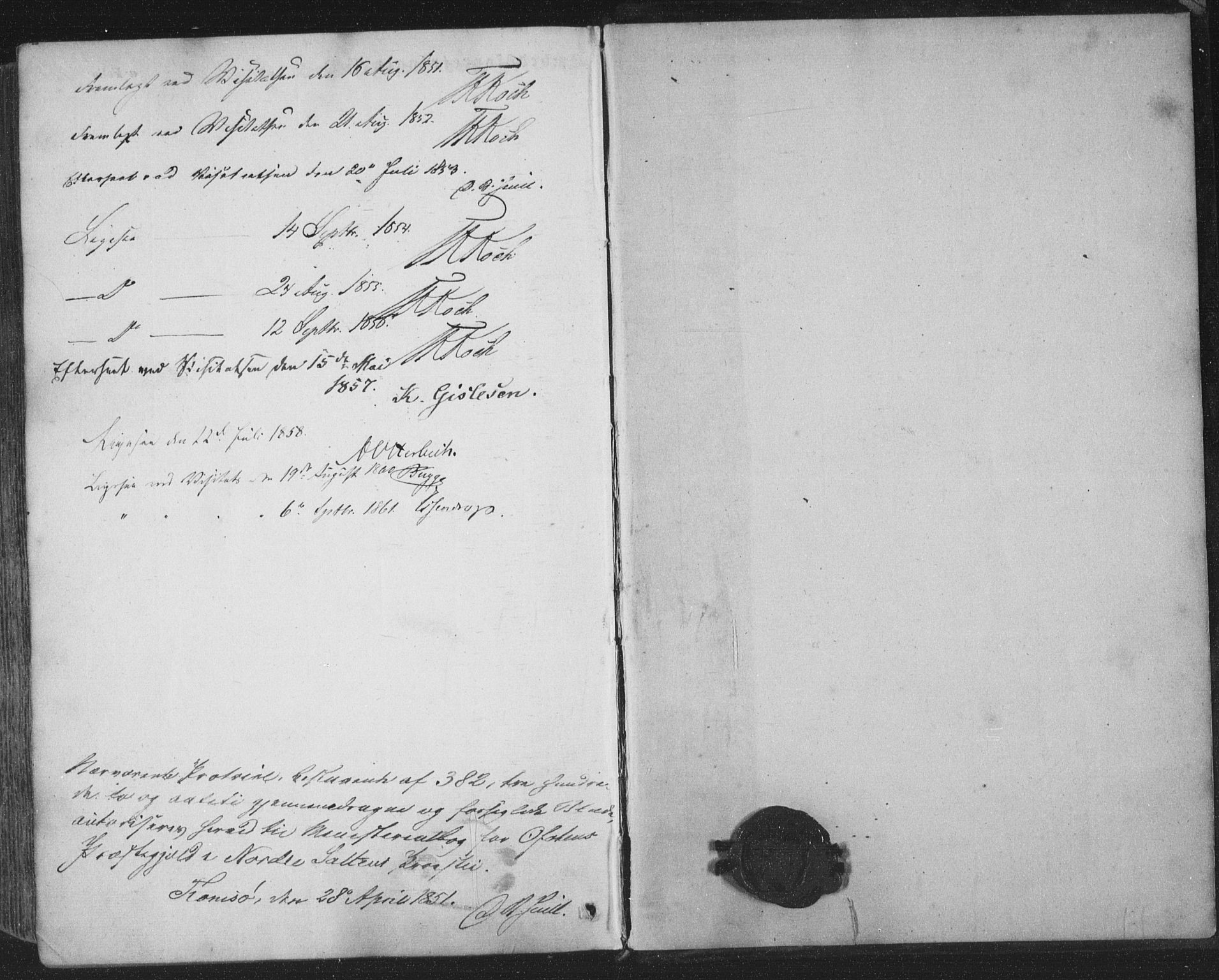 Ministerialprotokoller, klokkerbøker og fødselsregistre - Nordland, SAT/A-1459/863/L0895: Parish register (official) no. 863A07, 1851-1860