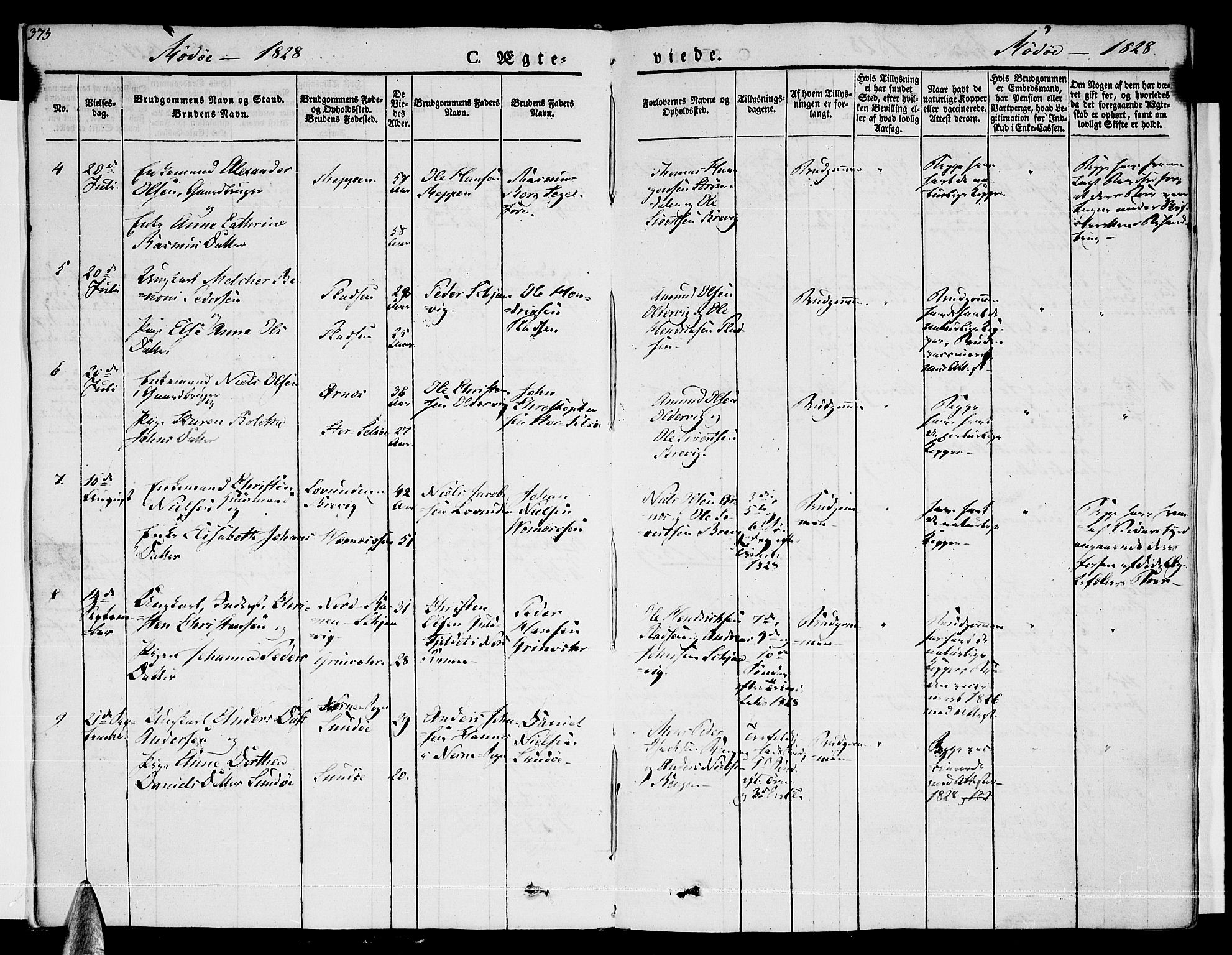 Ministerialprotokoller, klokkerbøker og fødselsregistre - Nordland, SAT/A-1459/841/L0600: Parish register (official) no. 841A07 /1, 1825-1844, p. 375