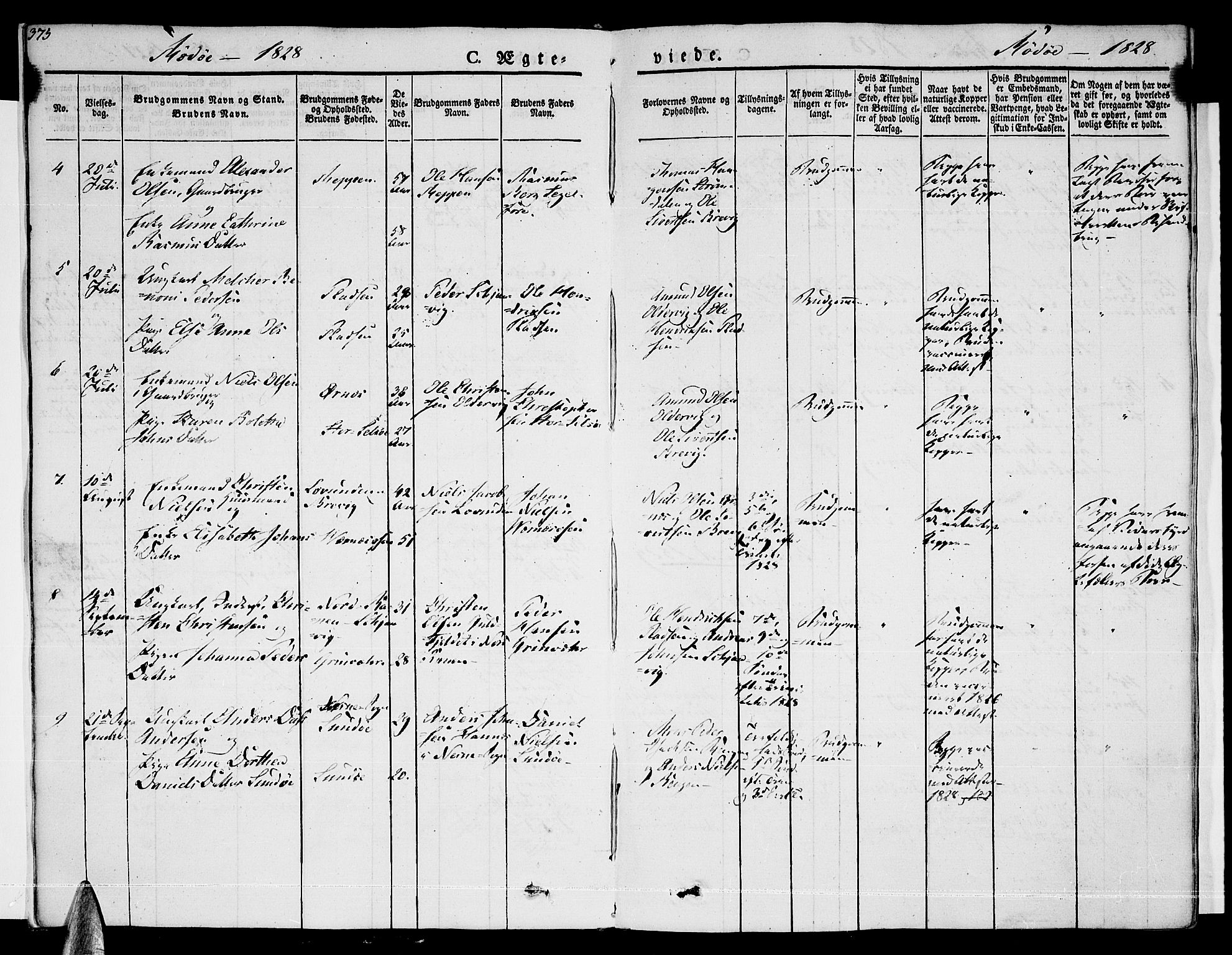 Ministerialprotokoller, klokkerbøker og fødselsregistre - Nordland, AV/SAT-A-1459/841/L0600: Parish register (official) no. 841A07 /1, 1825-1844, p. 375