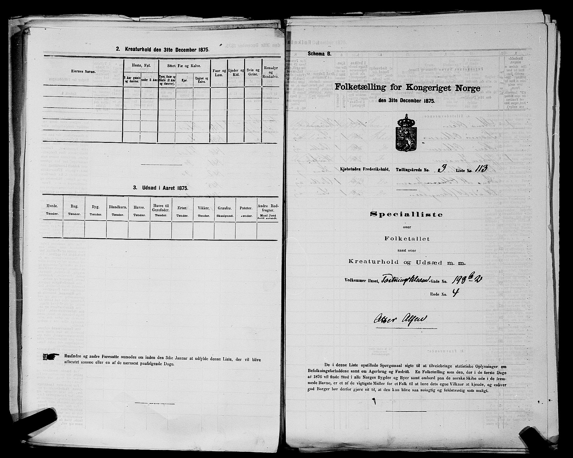 RA, 1875 census for 0101P Fredrikshald, 1875, p. 264