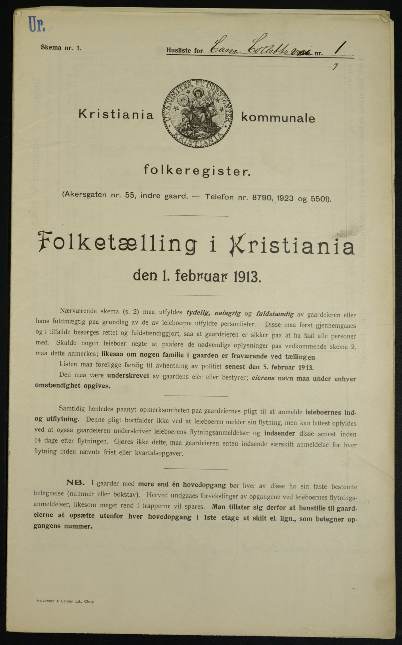 OBA, Municipal Census 1913 for Kristiania, 1913, p. 11577