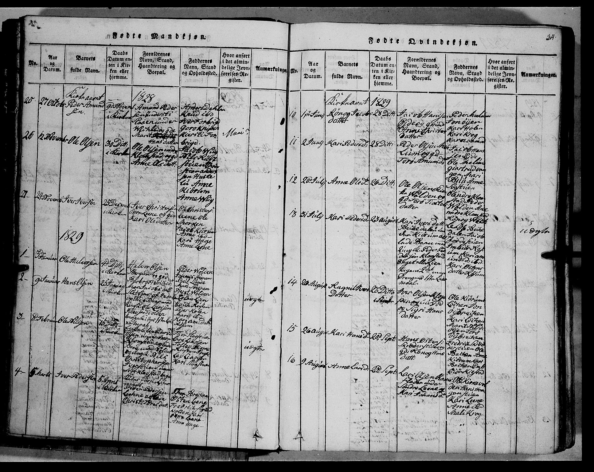 Fron prestekontor, AV/SAH-PREST-078/H/Ha/Hab/L0002: Parish register (copy) no. 2, 1816-1850, p. 34