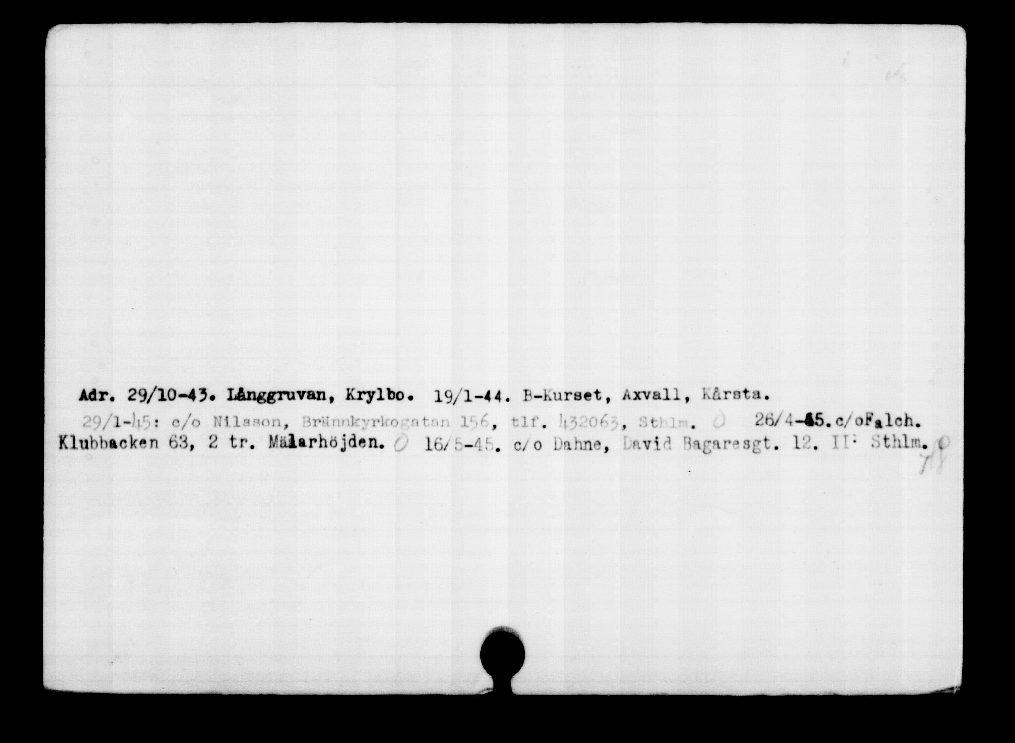 Utenriksstasjonene, Legasjonen i Stockholm, Flyktningkontoret, AV/RA-S-6753/V/Va/L0001: Kjesäterkartoteket, flyktninger med registreringsnr. 1-1000, 1940-1945, p. 1069