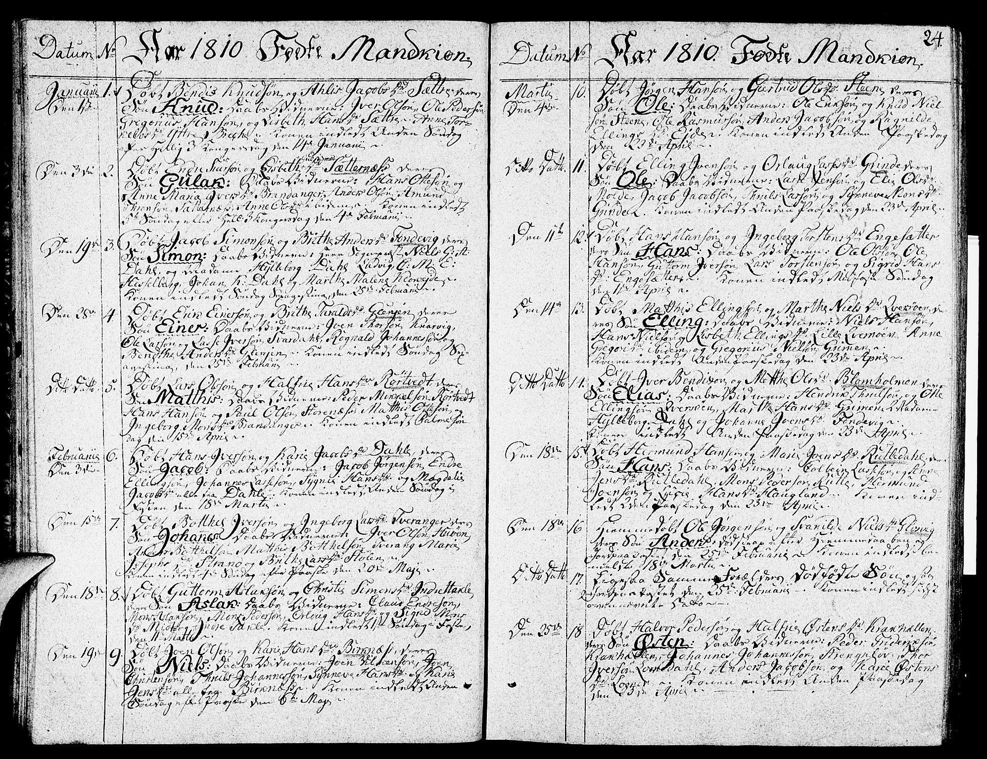Gulen sokneprestembete, SAB/A-80201/H/Haa/Haaa/L0017: Parish register (official) no. A 17, 1809-1825, p. 24