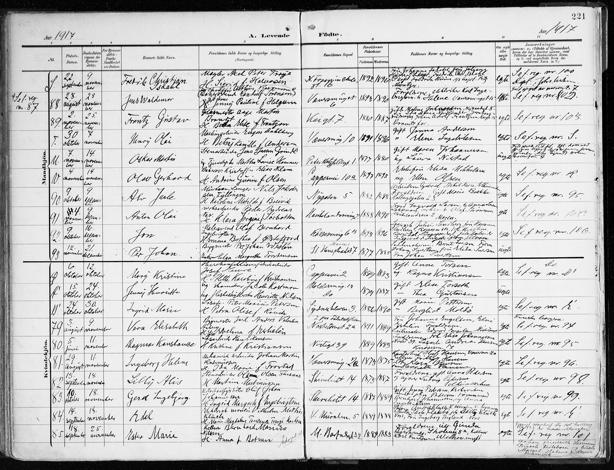 Domkirken sokneprestembete, AV/SAB-A-74801/H/Haa/L0025: Parish register (official) no. B 8, 1903-1925, p. 221